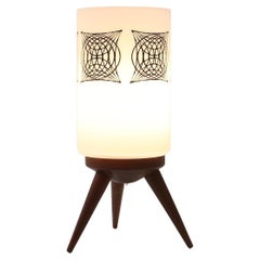 Mid-century sixties table lamp with opaline glass shade, France
