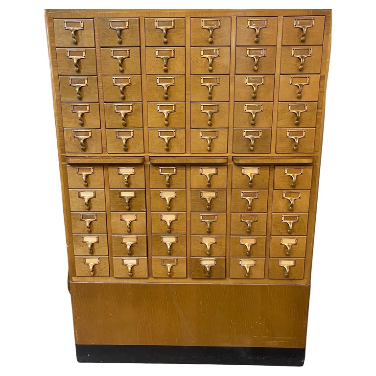 Midcentury Sixty Drawer Library Card Catalog by Gaylord Brothers, Inc