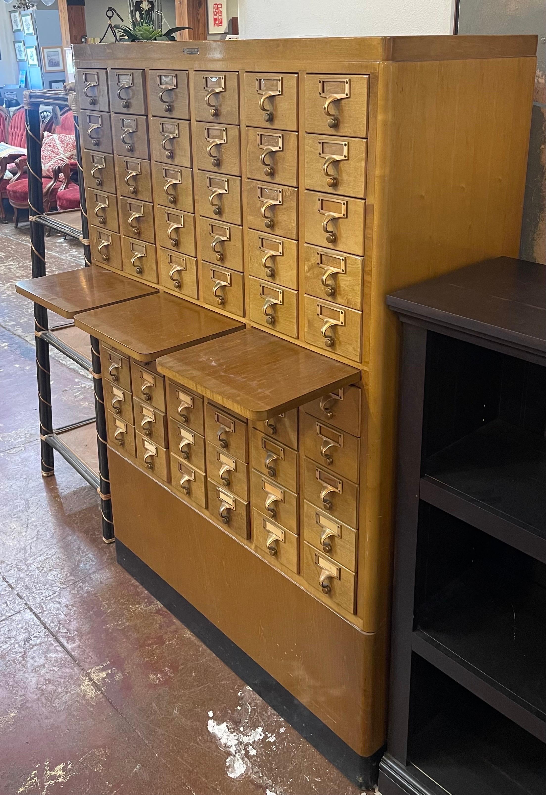 Mid-Century Modern Midcentury Sixty Drawer Library Card Catalog by Gaylord Brothers, Inc