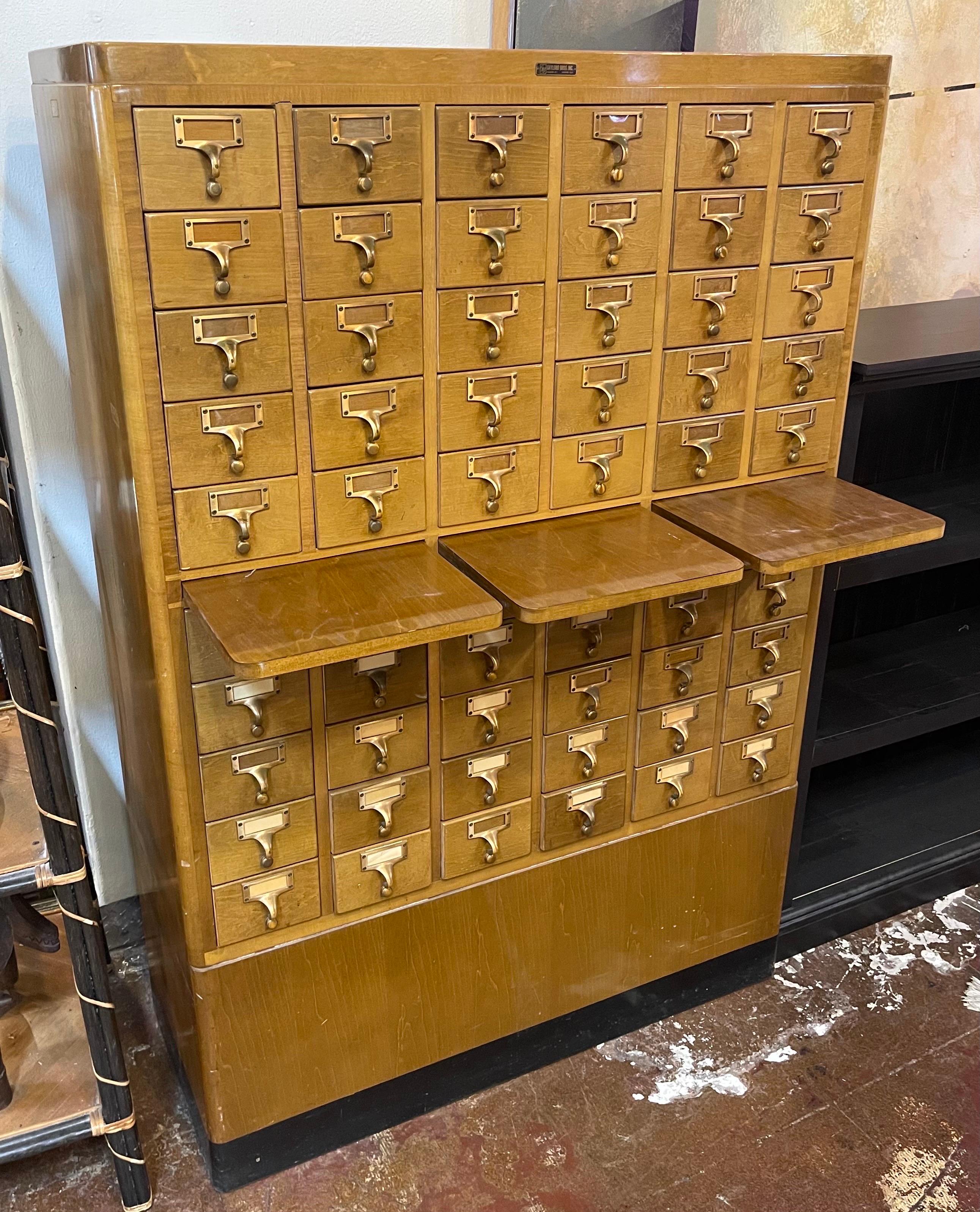 American Midcentury Sixty Drawer Library Card Catalog by Gaylord Brothers, Inc