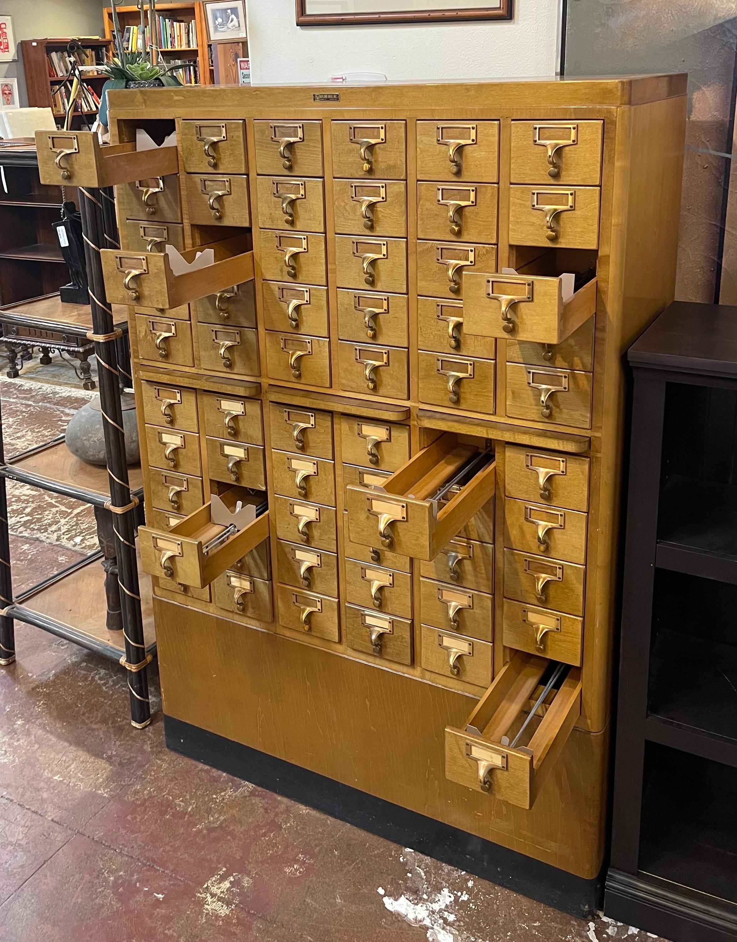 Midcentury Sixty Drawer Library Card Catalog by Gaylord Brothers, Inc In Good Condition In San Diego, CA