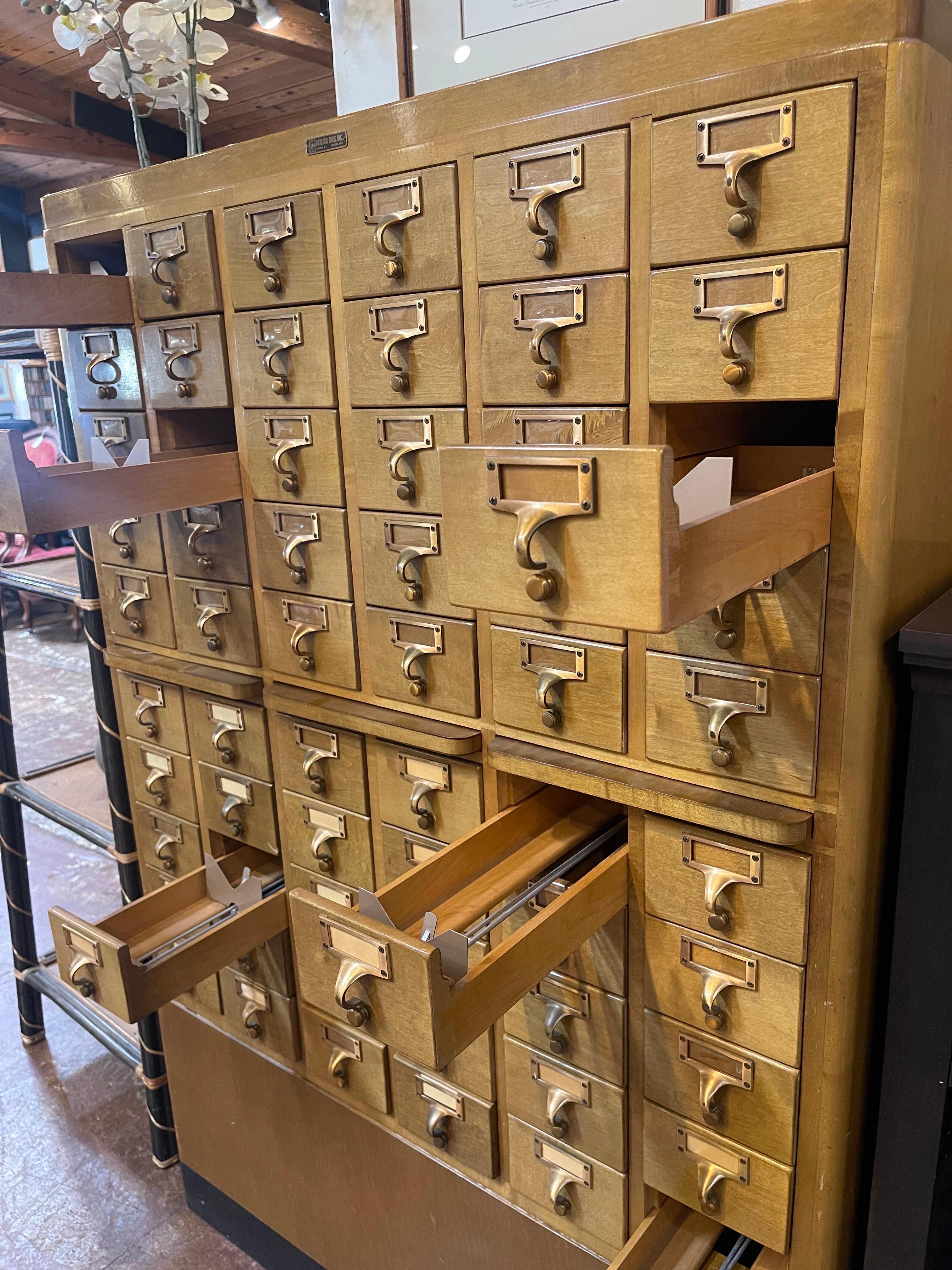 20th Century Midcentury Sixty Drawer Library Card Catalog by Gaylord Brothers, Inc