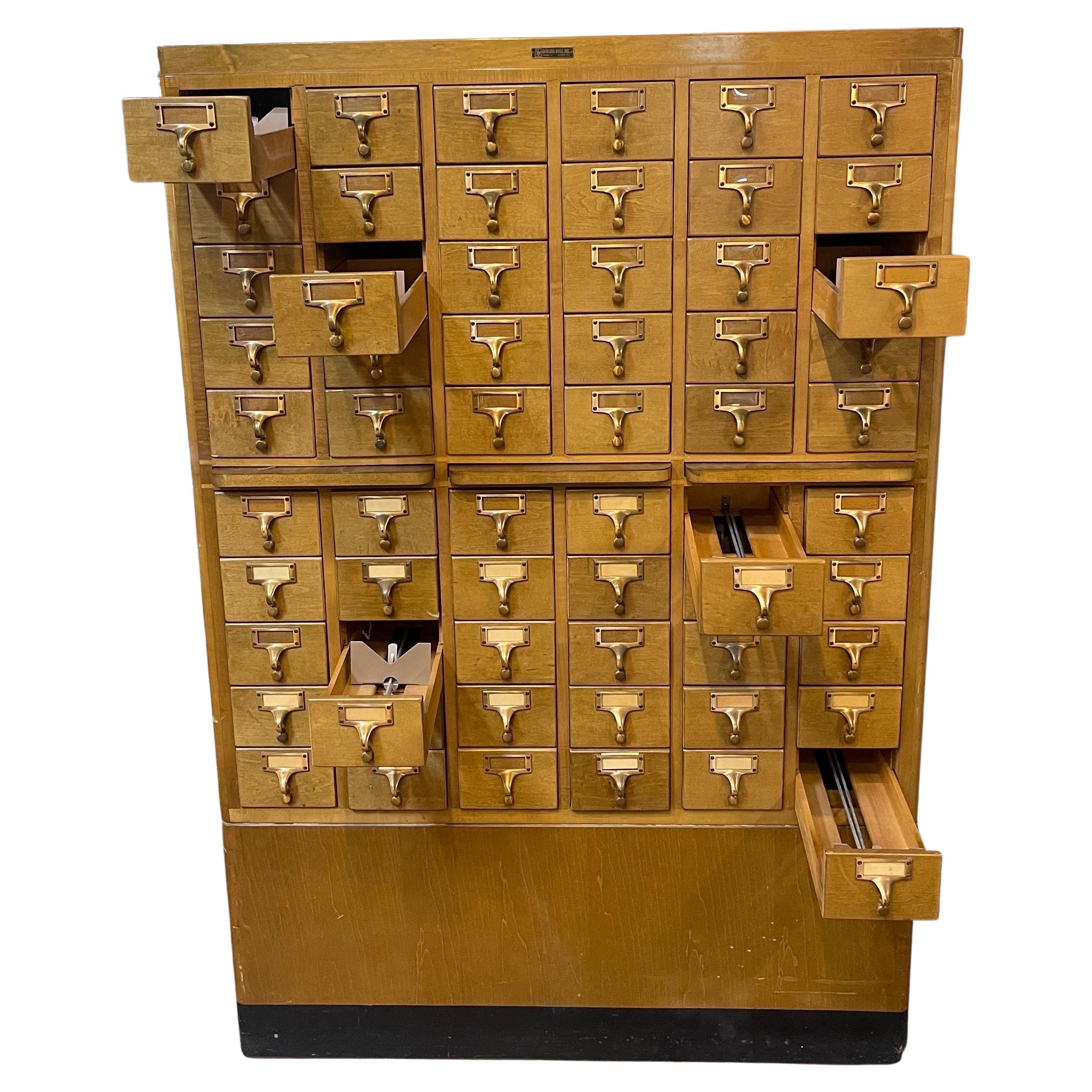 Midcentury Sixty Drawer Library Card Catalog by Gaylord Brothers, Inc