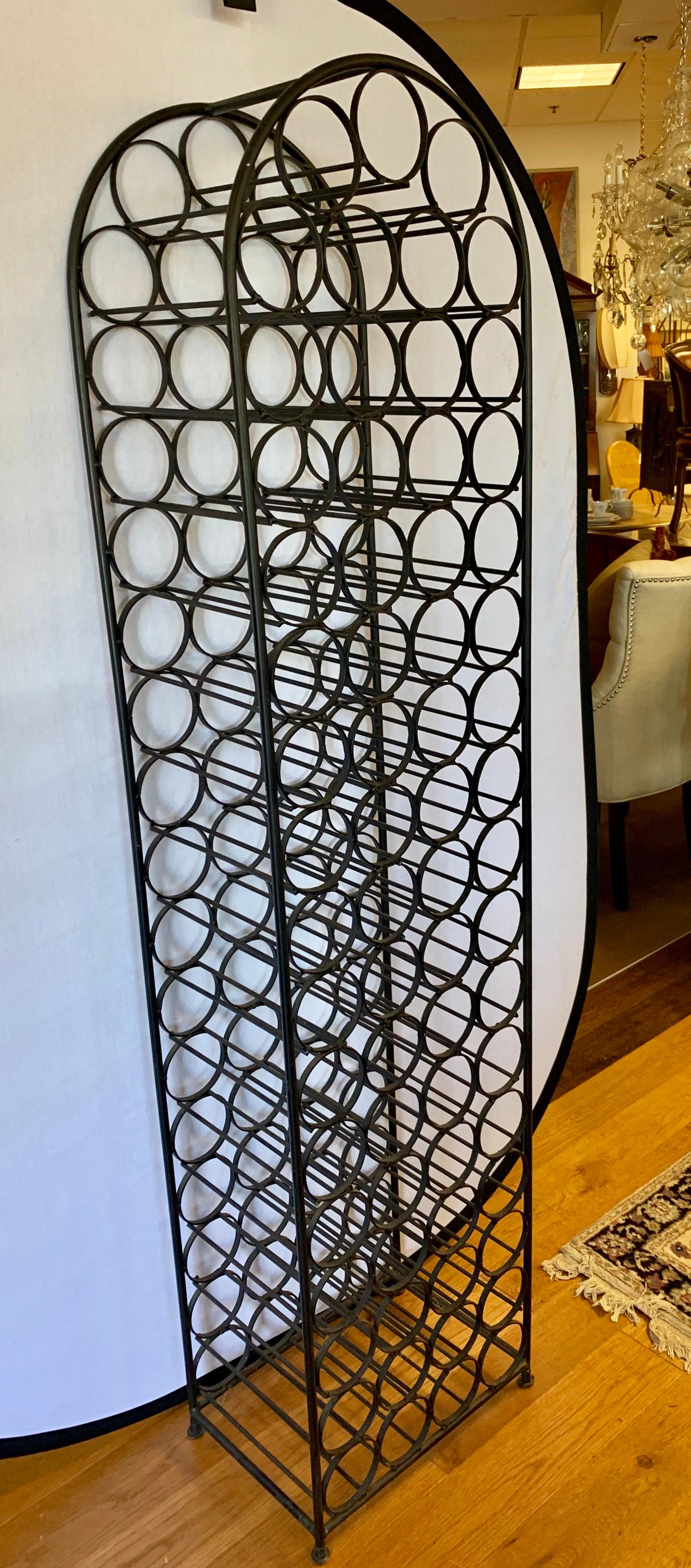 Midcentury Sixty Seven Bottle Wine Rack Wrought Iron Wine Cellar 6