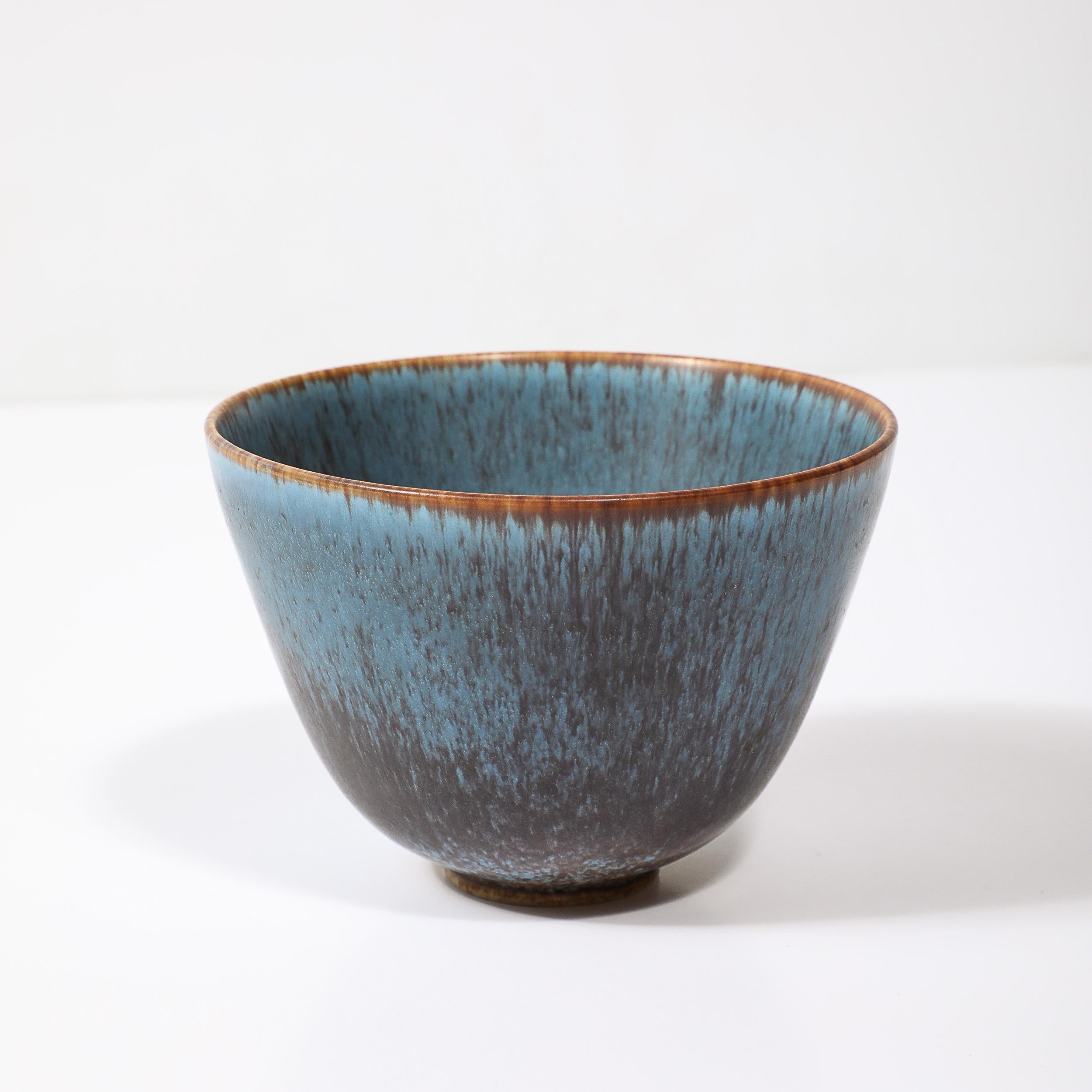Mid-20th Century Mid-Century Sky Blue & Copper Glazed Ceramic Bowl by Gunnar Nylund for Rörstrand For Sale