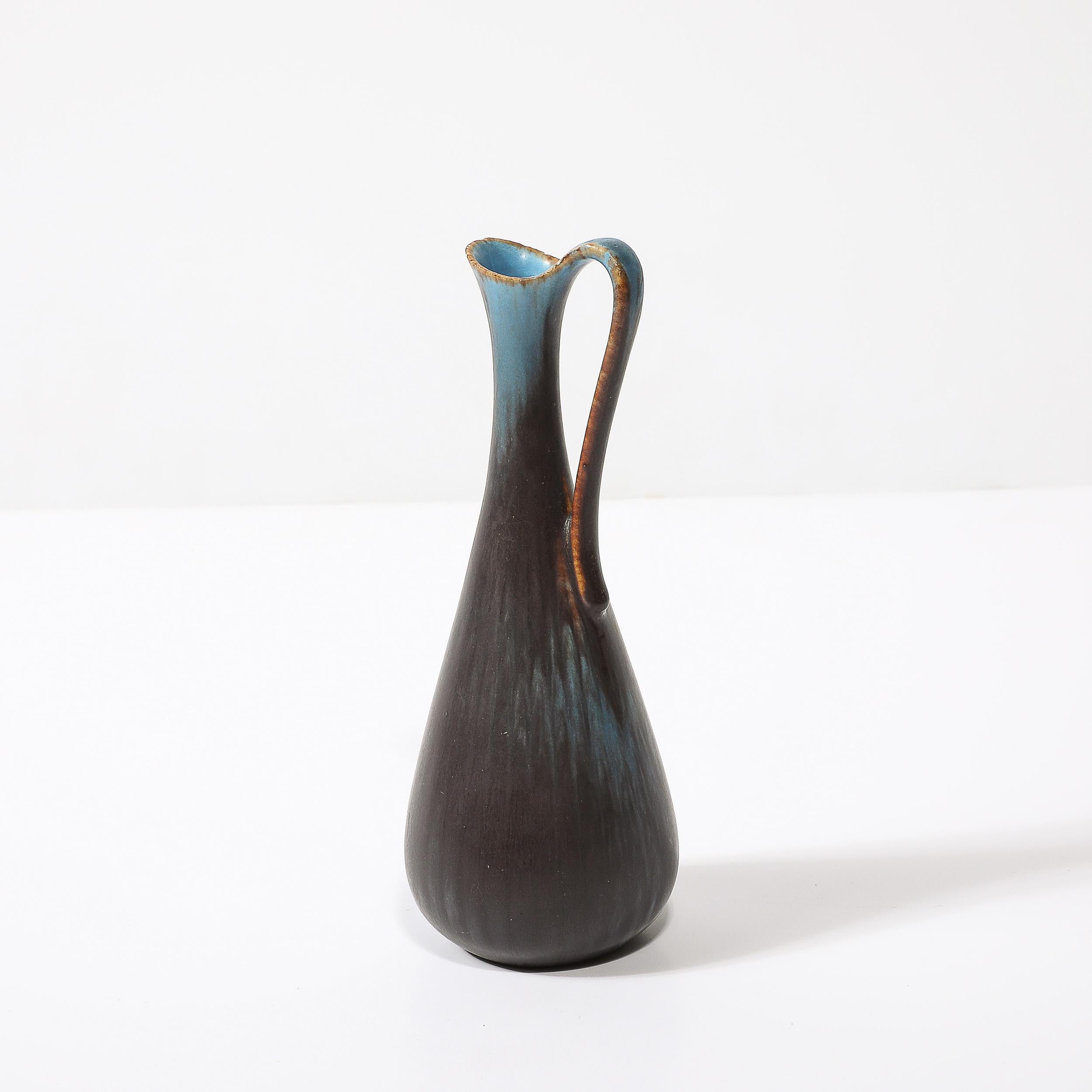Himmelblau & Kupfer Krug/Vase von Gunnar Nylund für Rörstrand (Mitte des Jahrhunderts) im Angebot 3