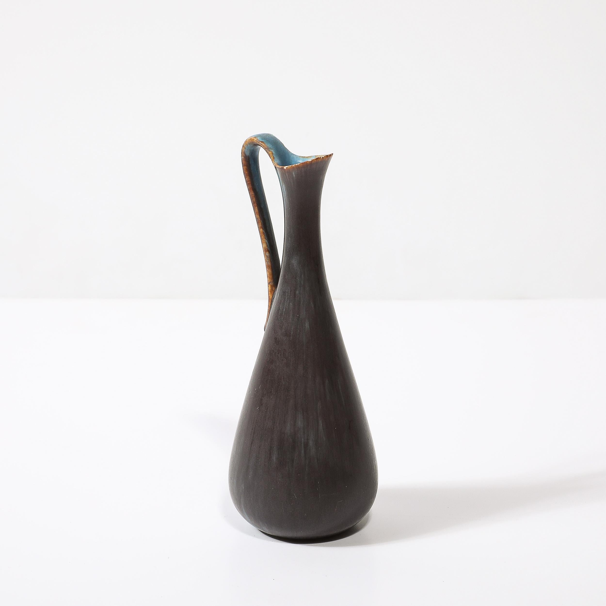 Himmelblau & Kupfer Krug/Vase von Gunnar Nylund für Rörstrand (Mitte des Jahrhunderts) (Mitte des 20. Jahrhunderts) im Angebot