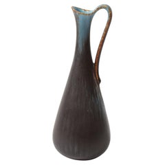 Mid-Century Sky Blue & Copper Pitcher/Vase by Gunnar Nylund for Rörstrand