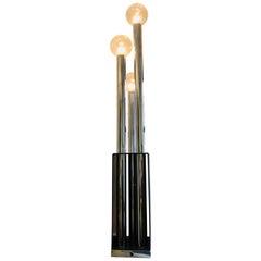 Mid-century Skyscraper Floor Lamp, Space Age Chrome & Lucite 