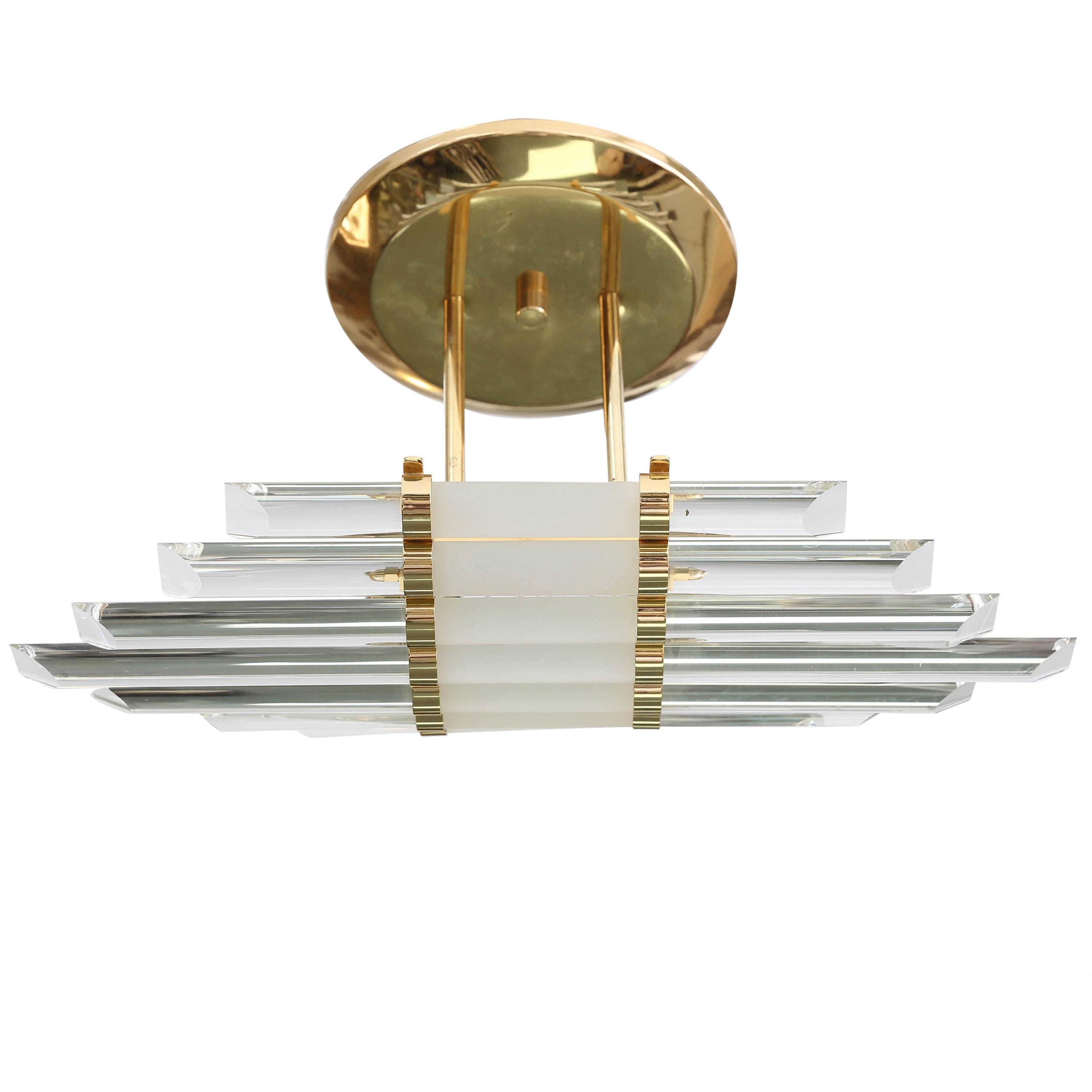 Mid-Century Skyscraper Glass Rod Wall Sconces with Brass Fittings  For Sale