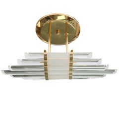 Mid-Century Skyscraper Glass Rod Wall Sconces with Brass Fittings 