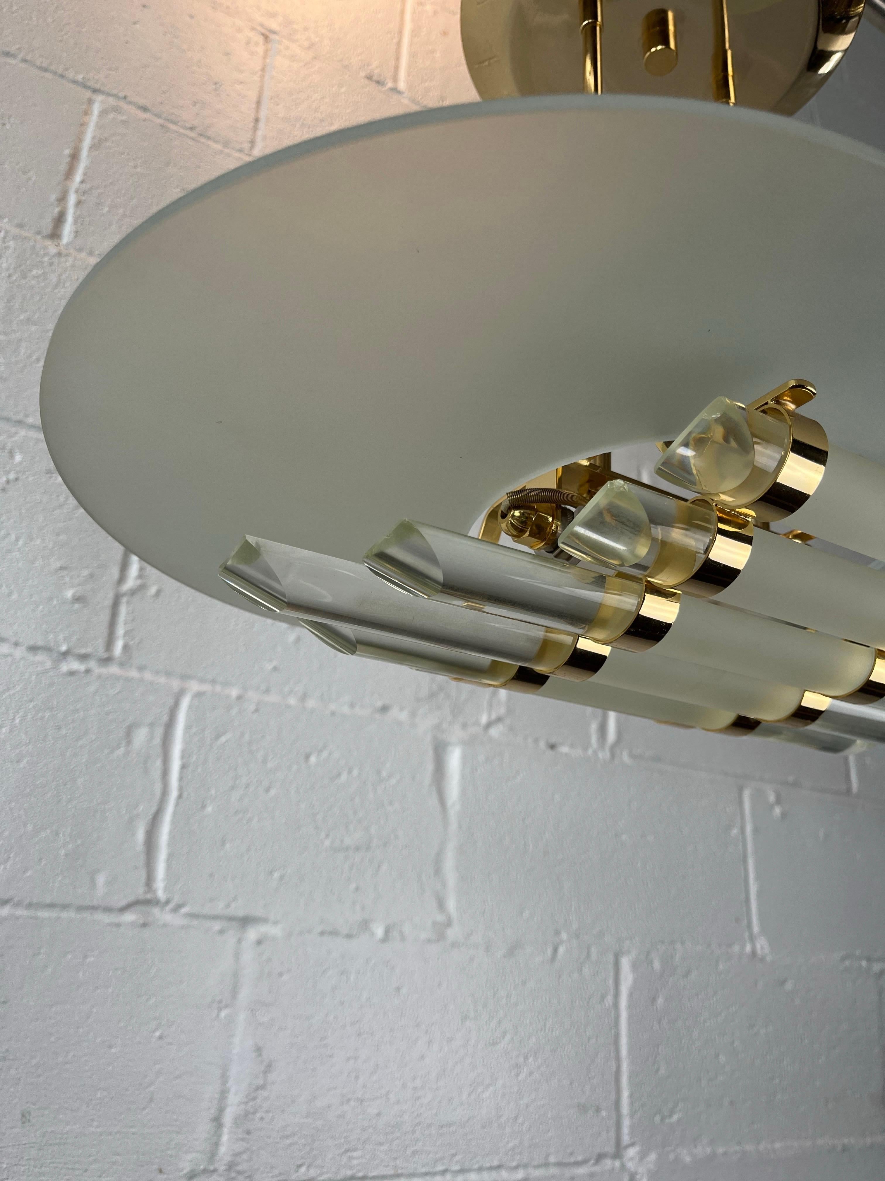 Frosted Mid-Century Skyscraper Venini Sciolari Glass Rod Chandelier For Sale