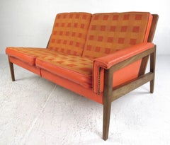 Sofá seccional con respaldo de lamas de mediados de siglo