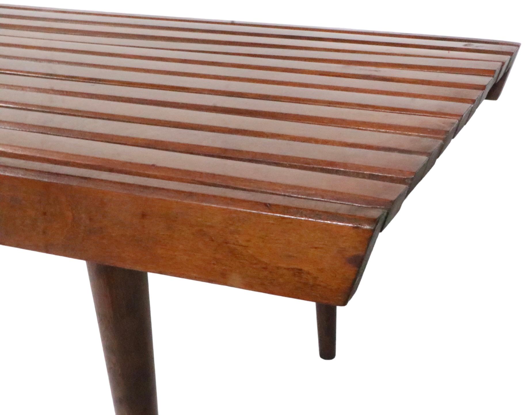 Mid Century Slat Bench Coffee Table Made in Yugoslavia C 1950s For Sale 3