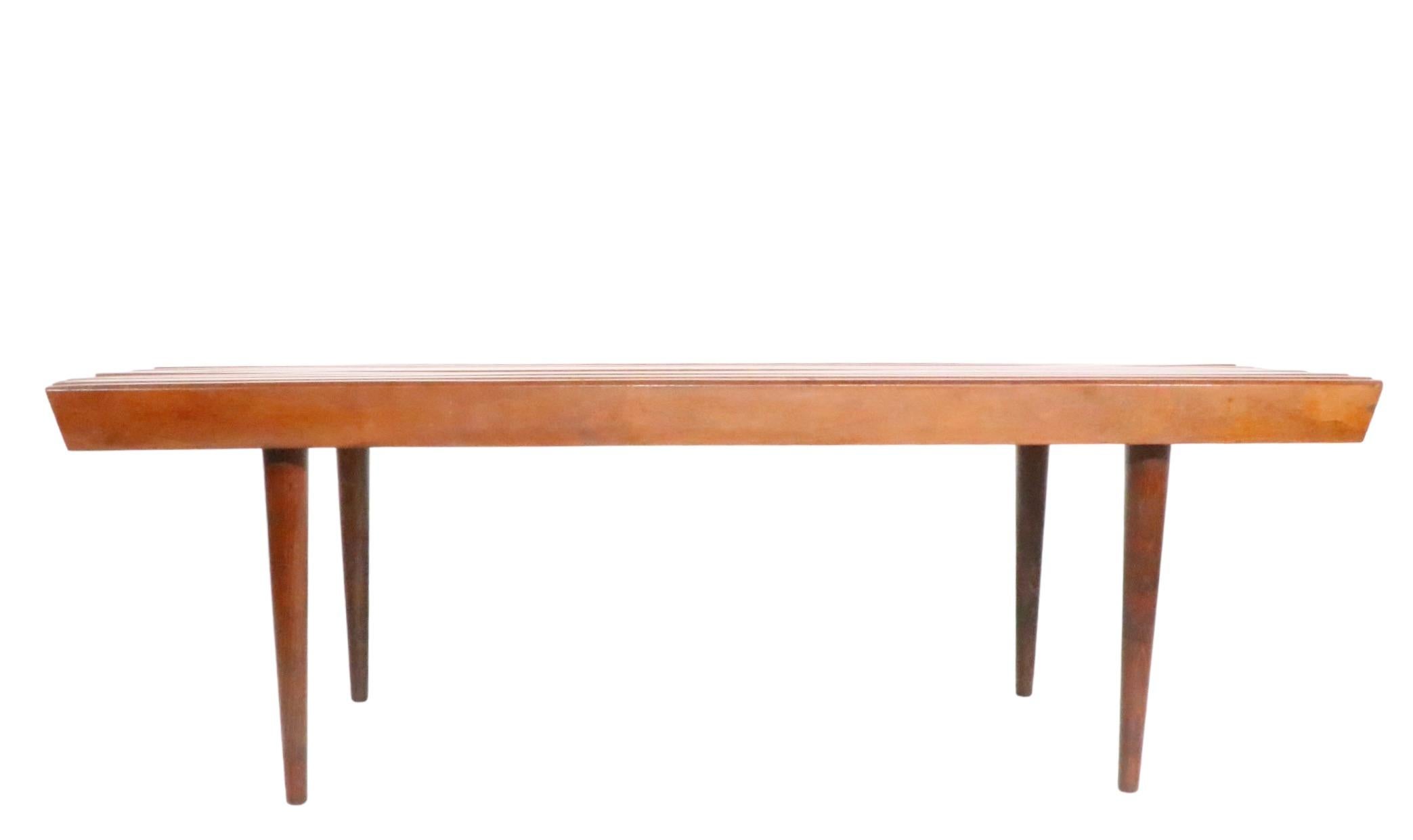 Mid Century Slat Bench Coffee Table Made in Yugoslavia C 1950s For Sale 5