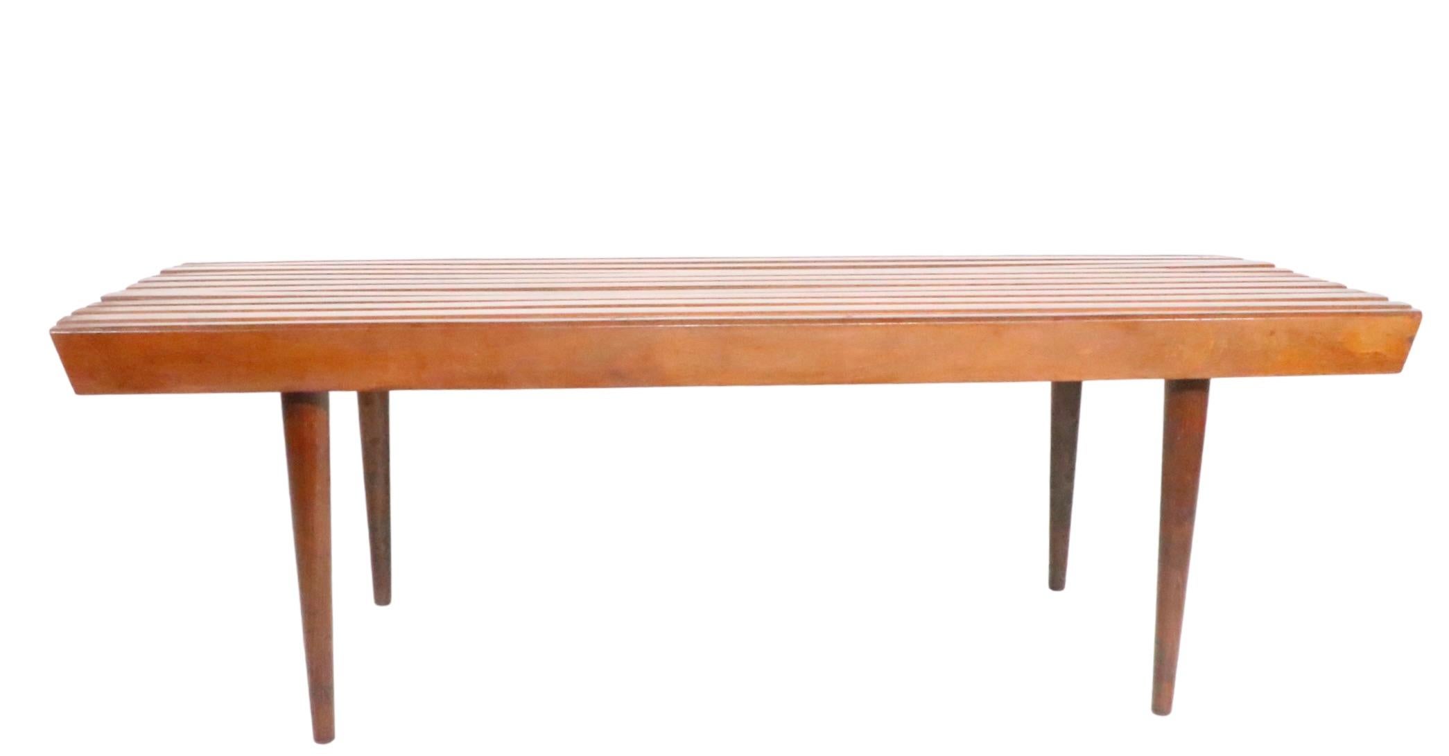 Mid Century Slat Bench Coffee Table Made in Yugoslavia C 1950s For Sale 6