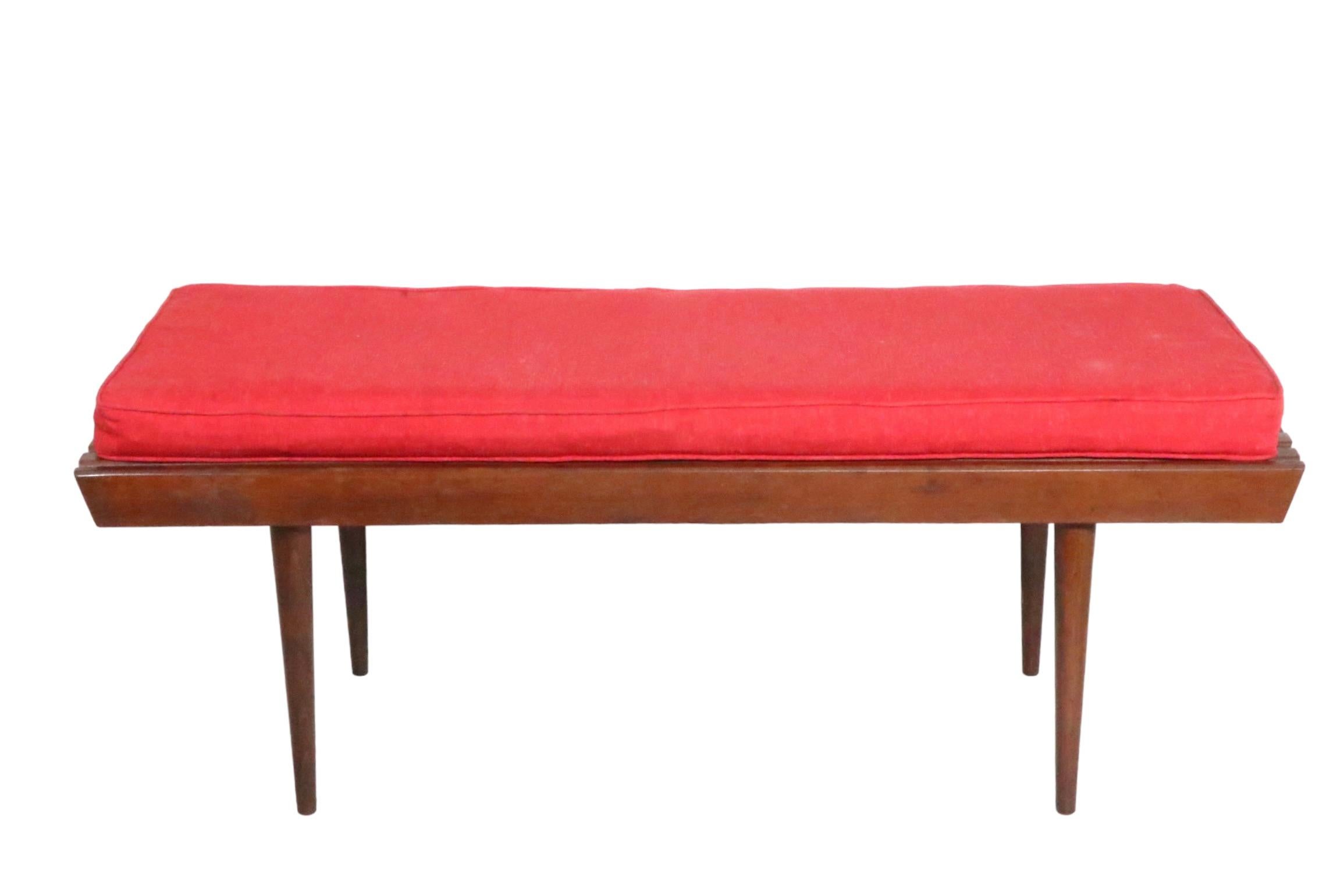 Iconic slat bench coffee table, bench made in Yugoslavia, after George Nelson, circa 1950/1960's. Constructed of solid wood, in very good, original, clean and ready to use condition, showing only light cosmetic wear, normal and consistent with