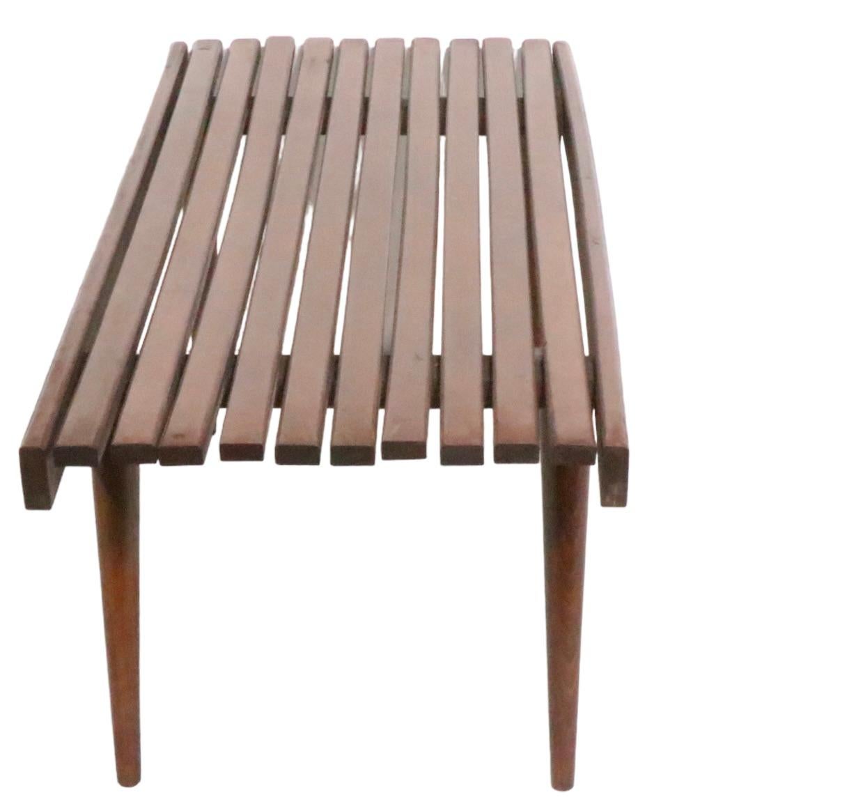 Mid-Century Modern Mid Century Slat Bench Coffee Table Made in Yugoslavia C 1950s For Sale