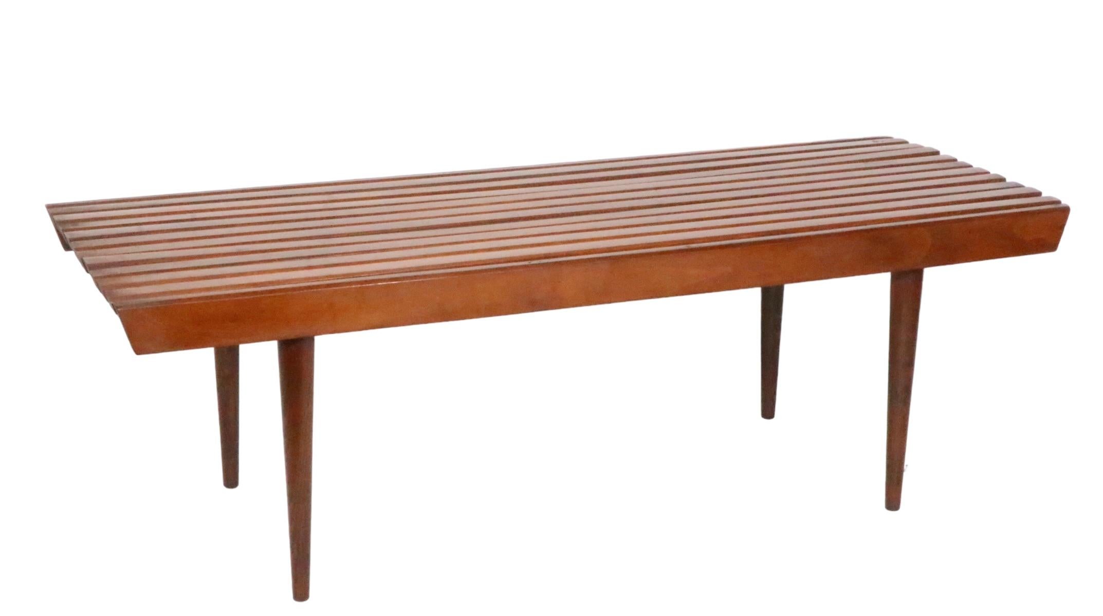Macedonian Mid Century Slat Bench Coffee Table Made in Yugoslavia C 1950s For Sale