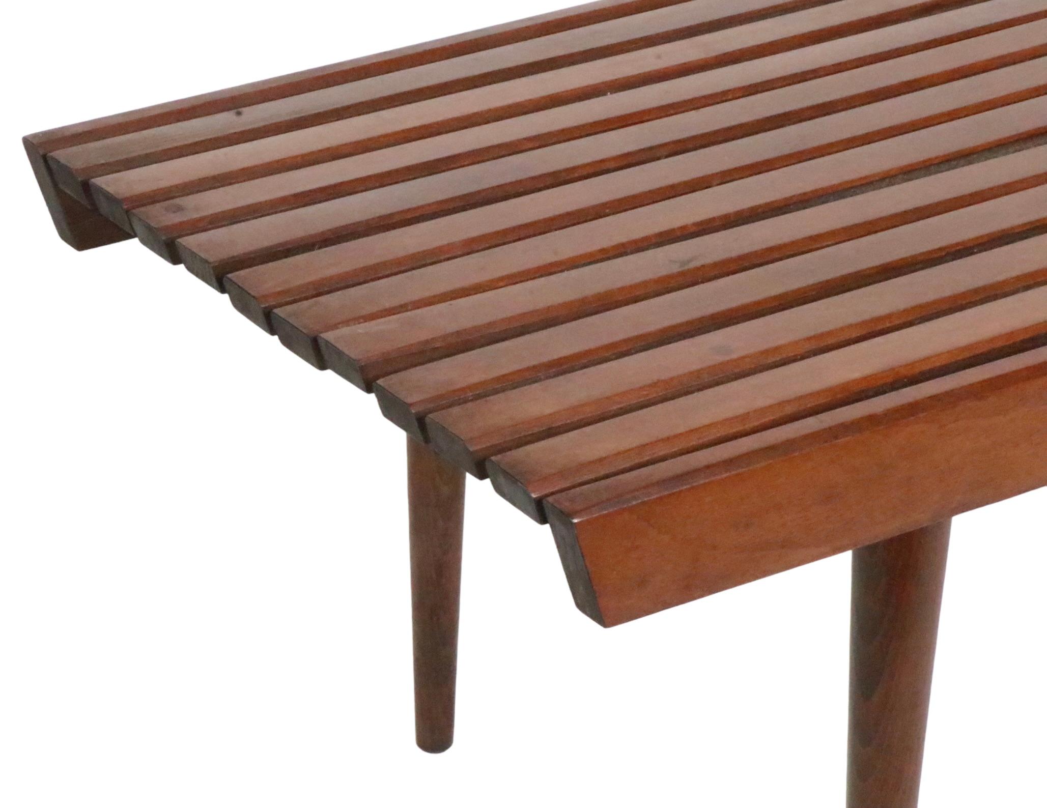 20th Century Mid Century Slat Bench Coffee Table Made in Yugoslavia C 1950s For Sale
