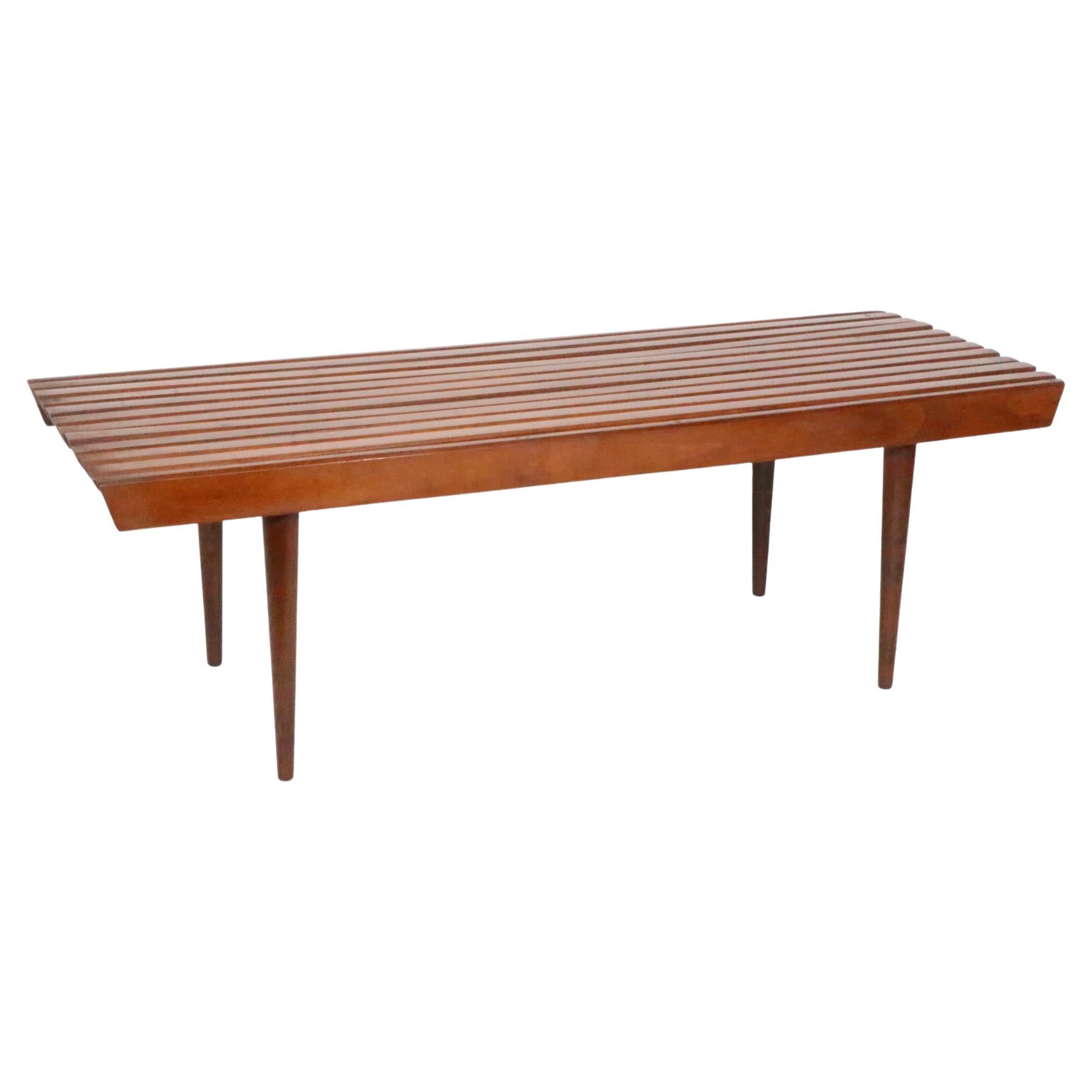 Mid Century Slat Bench Coffee Table Made in Yugoslavia C 1950s For Sale