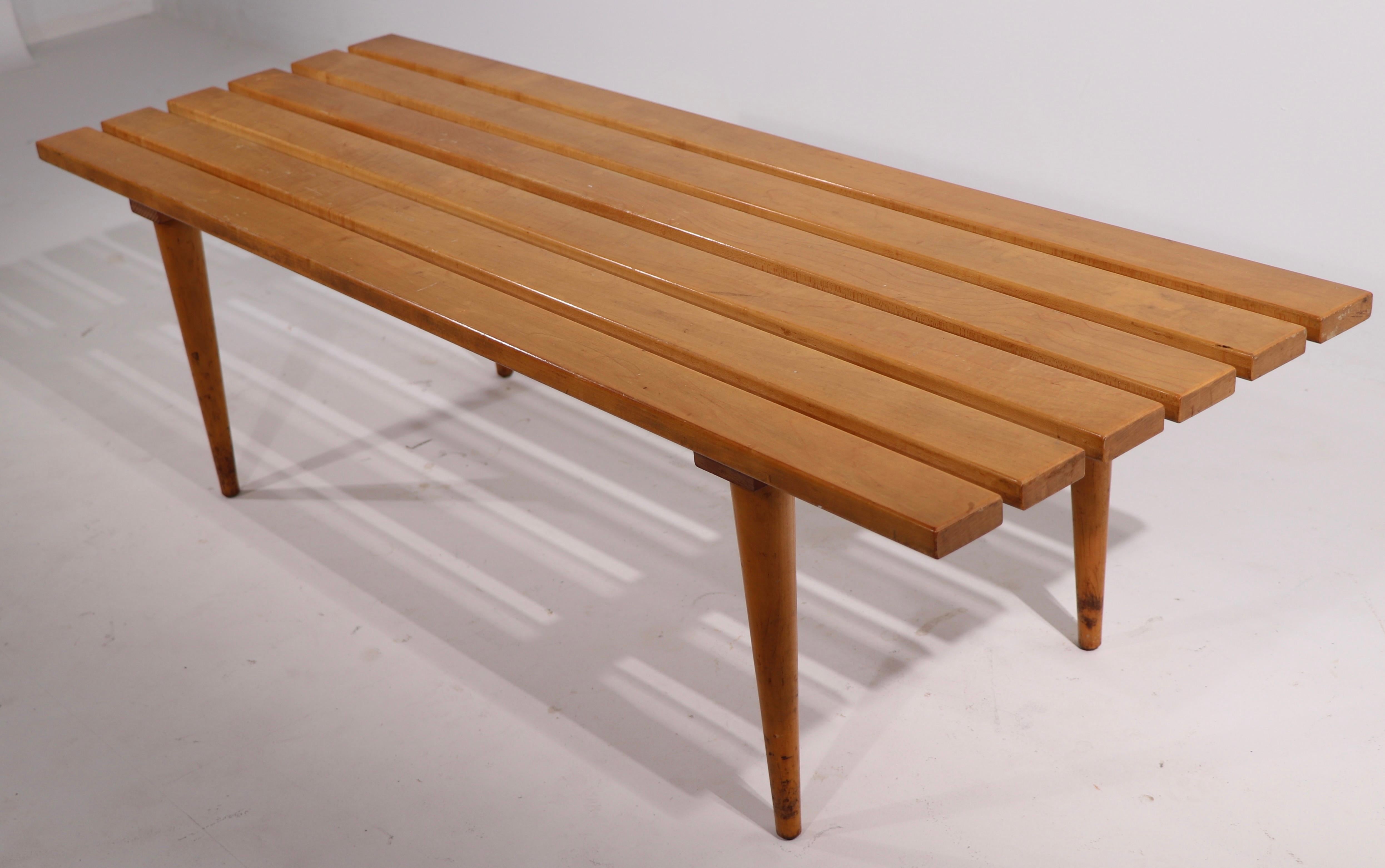 Mid Century Slat Bench Coffee Table Made in Yugoslavia In Good Condition In New York, NY