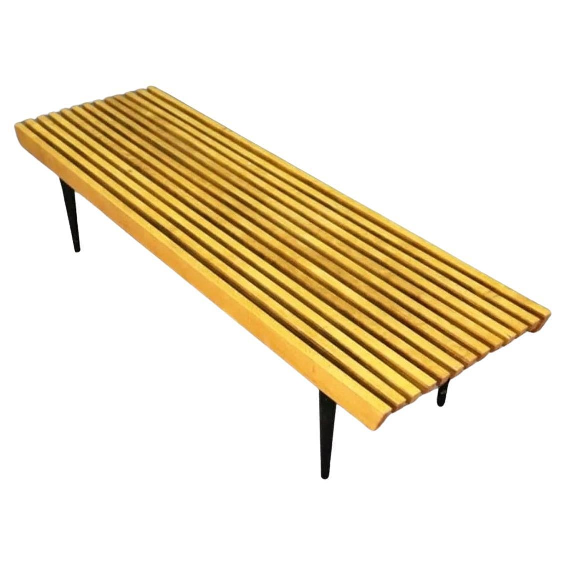 Mid-Century Slat Bench or Coffee Table For Sale