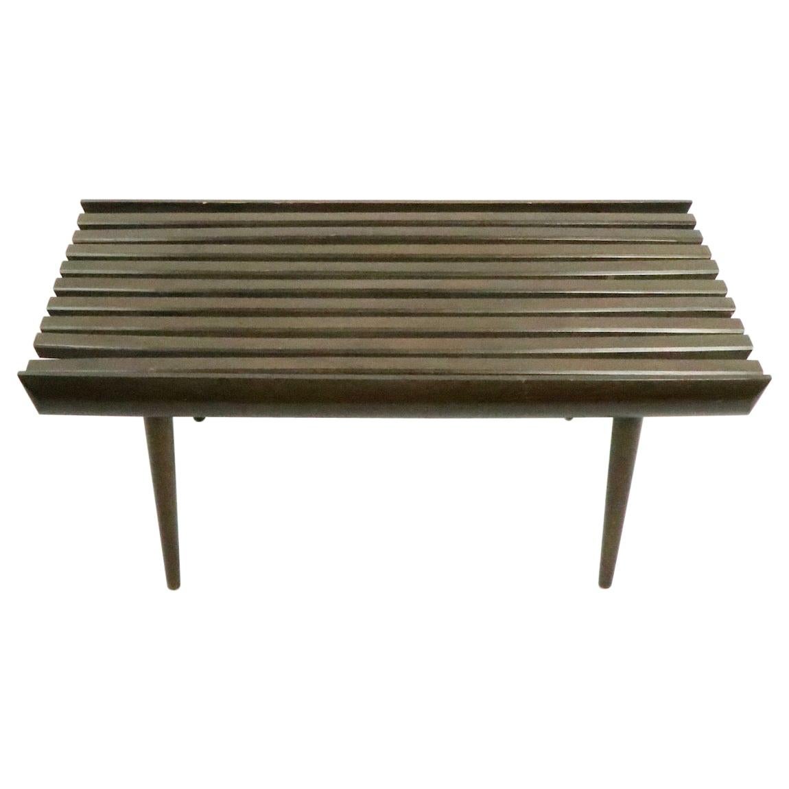 Mid Century Slat Bench Table