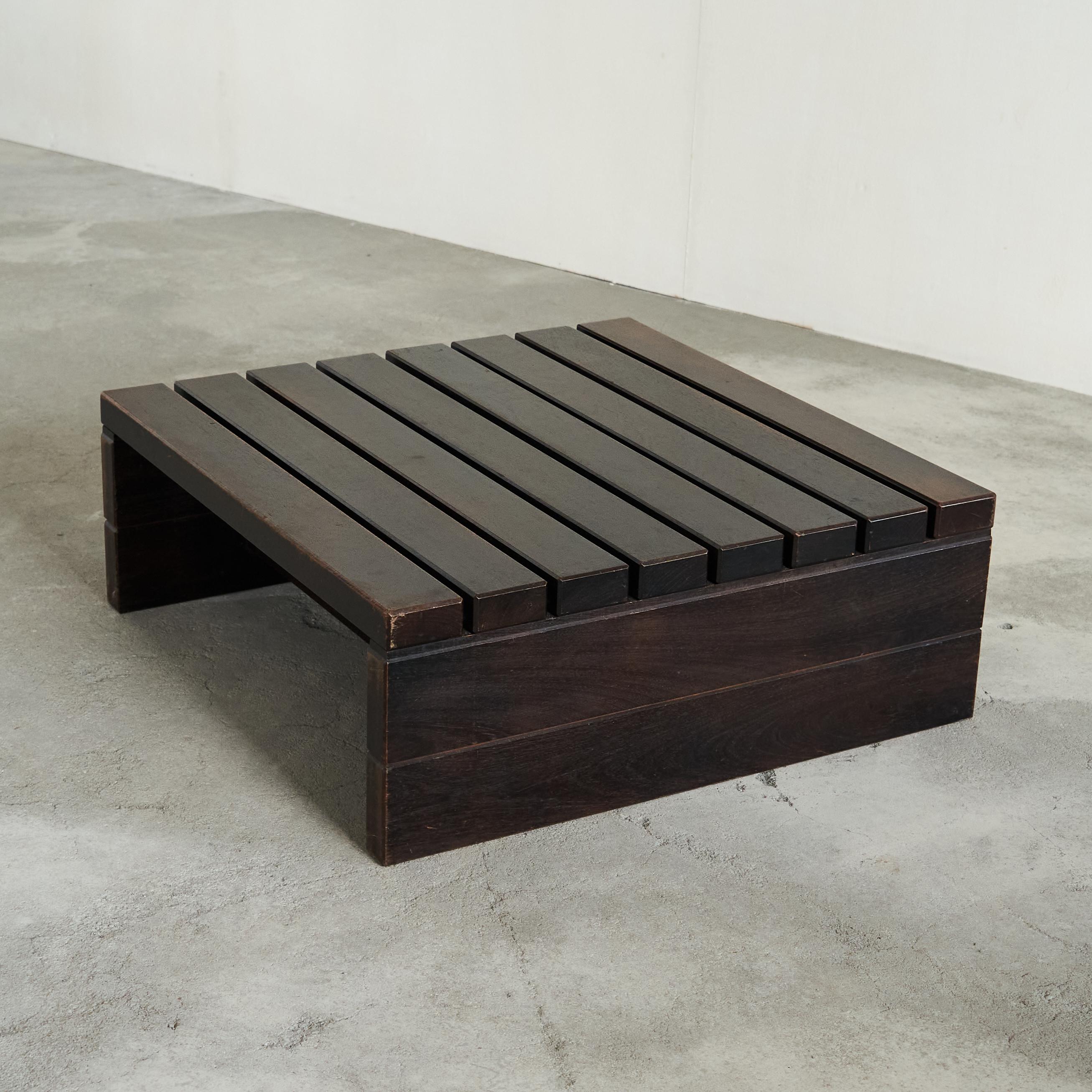Mid Century Slat Coffee Table in Solid Wengé 1960s In Good Condition For Sale In Tilburg, NL