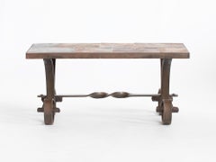 Mid Century Slate & Iron Coffee Table