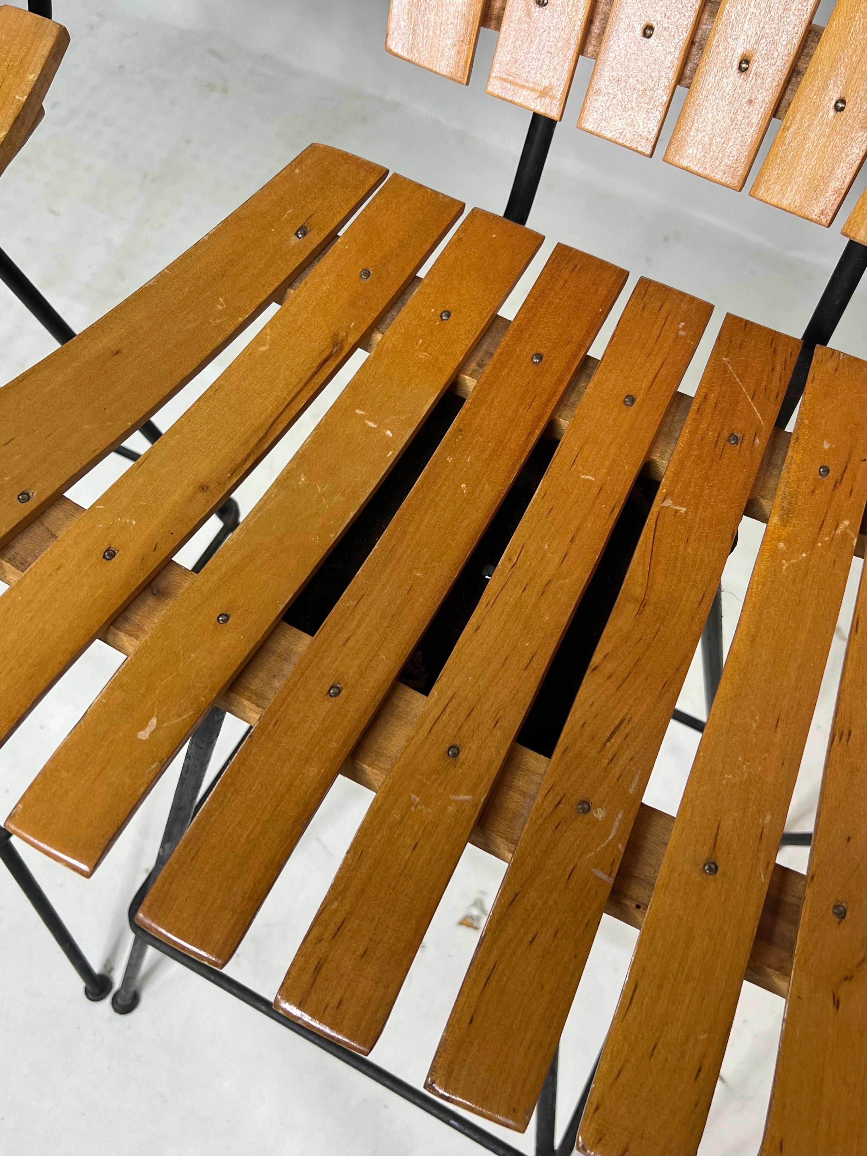 Tabourets de bar Arthur Umanoff à lattes du milieu du siècle dernier - Lot de 3 Bon état - En vente à Esperance, NY