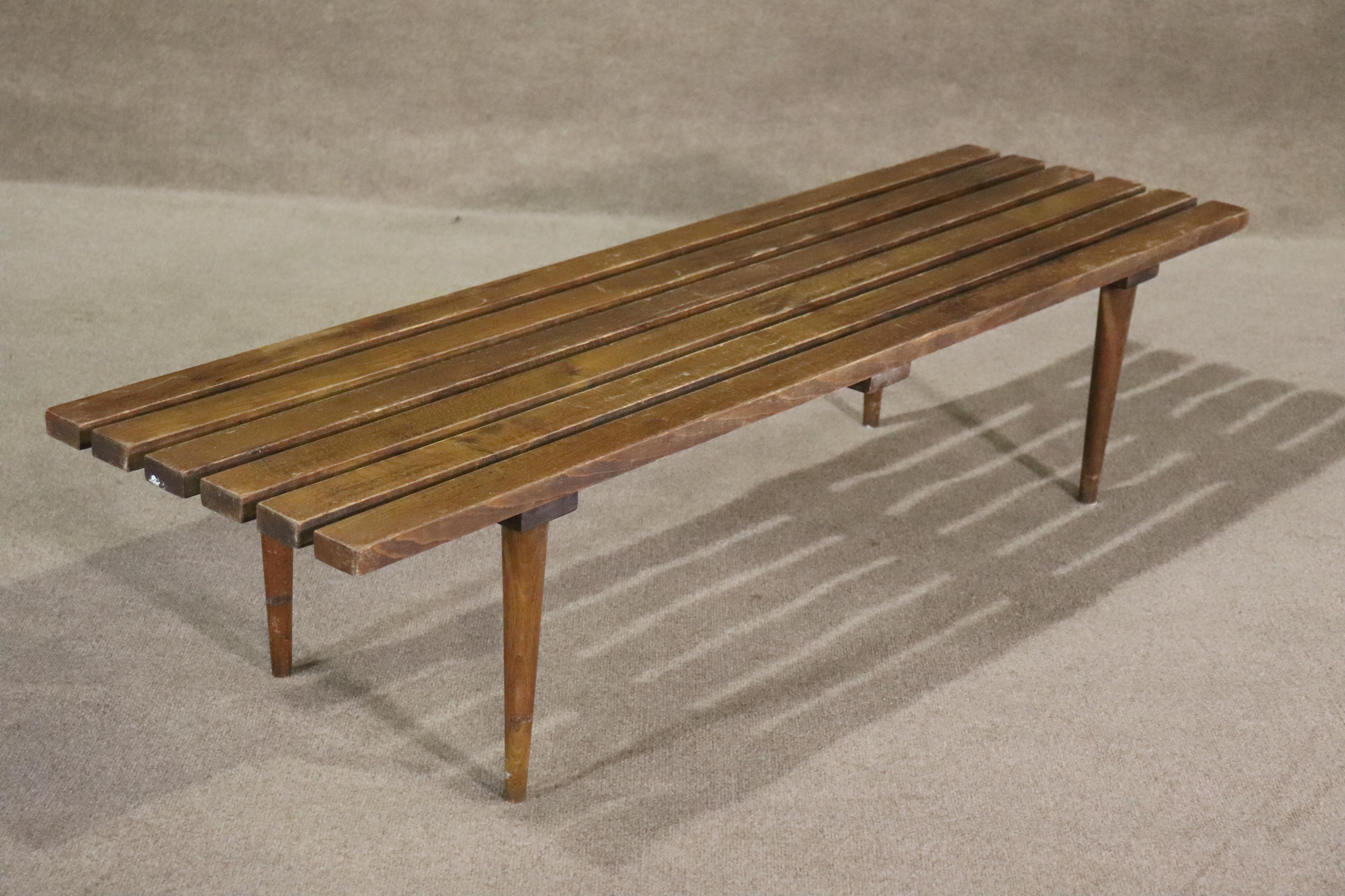Unknown Mid-Century Slatted Bench For Sale