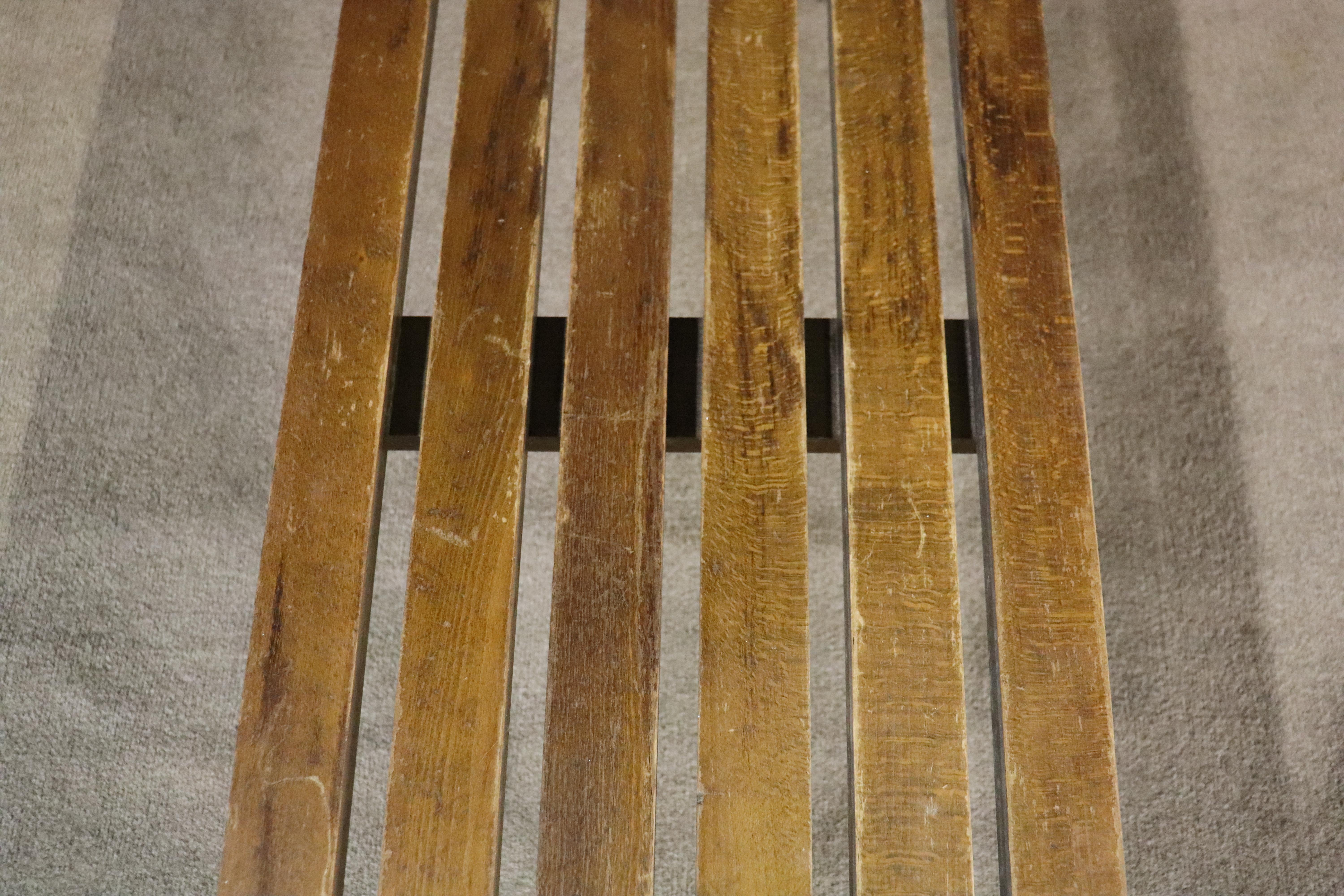 Walnut Mid-Century Slatted Bench For Sale