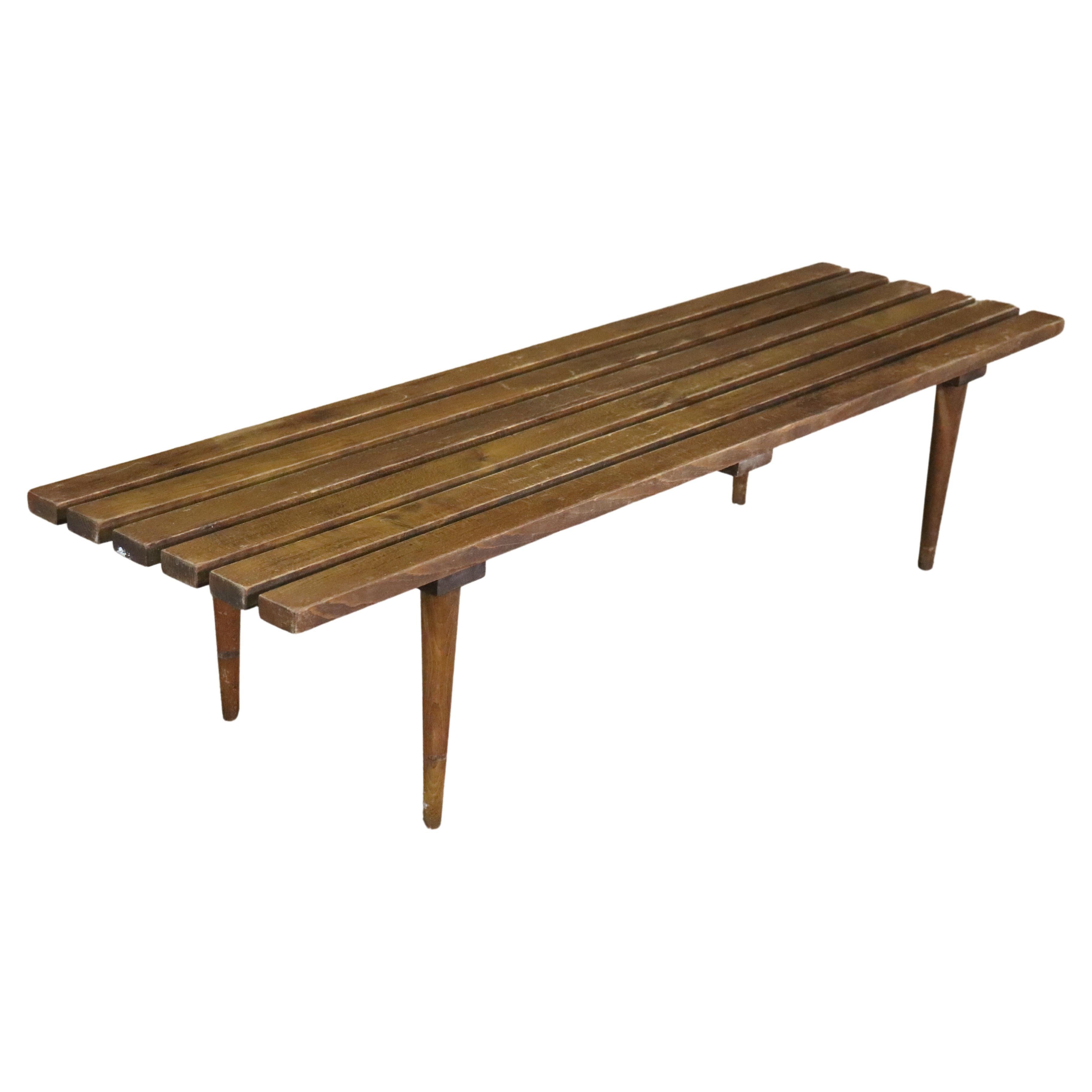 Mid-Century Slatted Bench For Sale