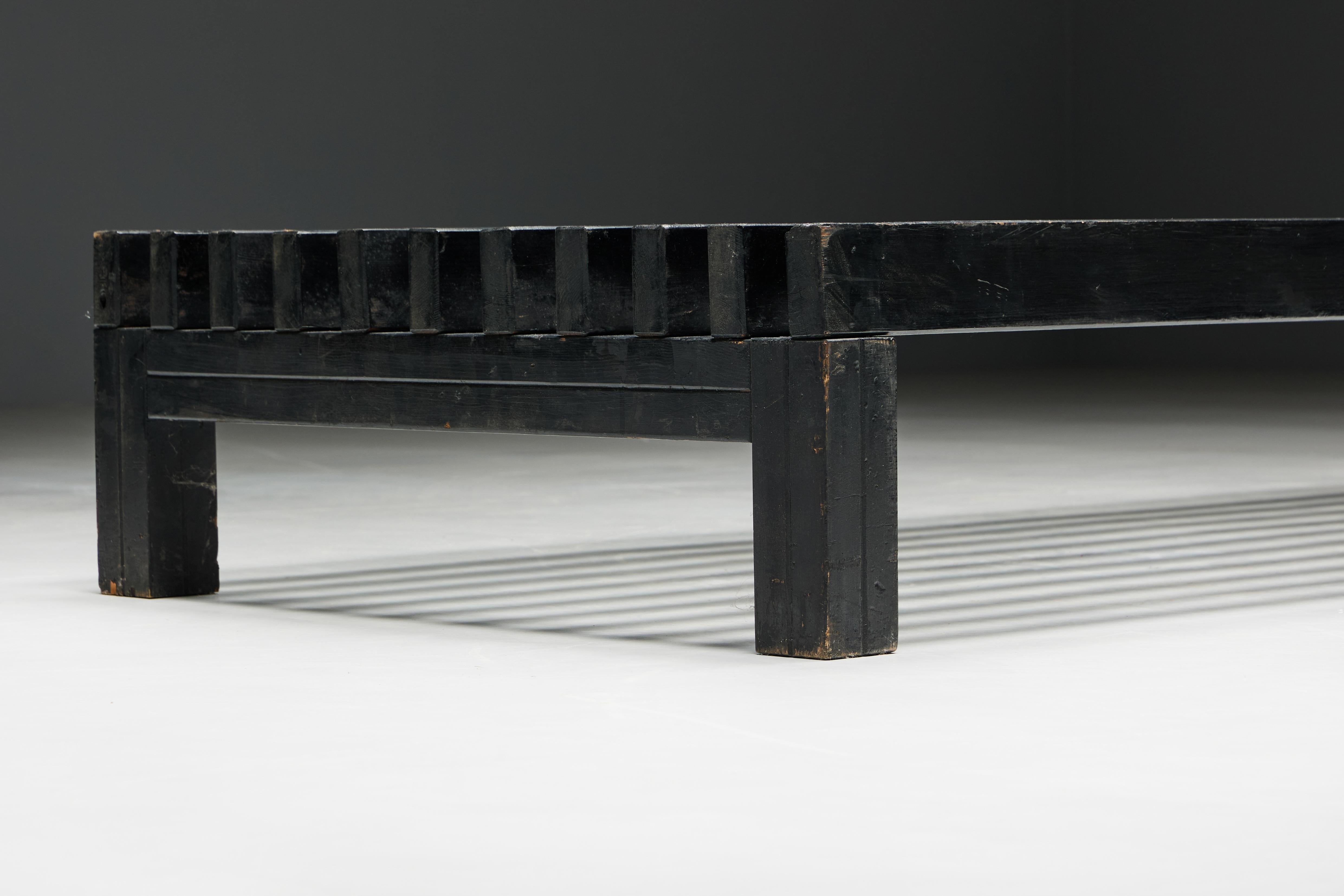 Mid-20th Century Mid-Century Slatted Bench or Coffee Table, France, 1960s For Sale