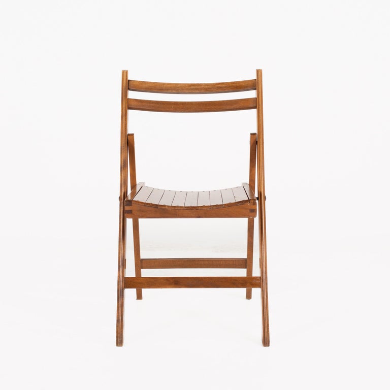 Mid Century Slatted Folding Dining Chairs, Set of 4 For Sale at 1stDibs