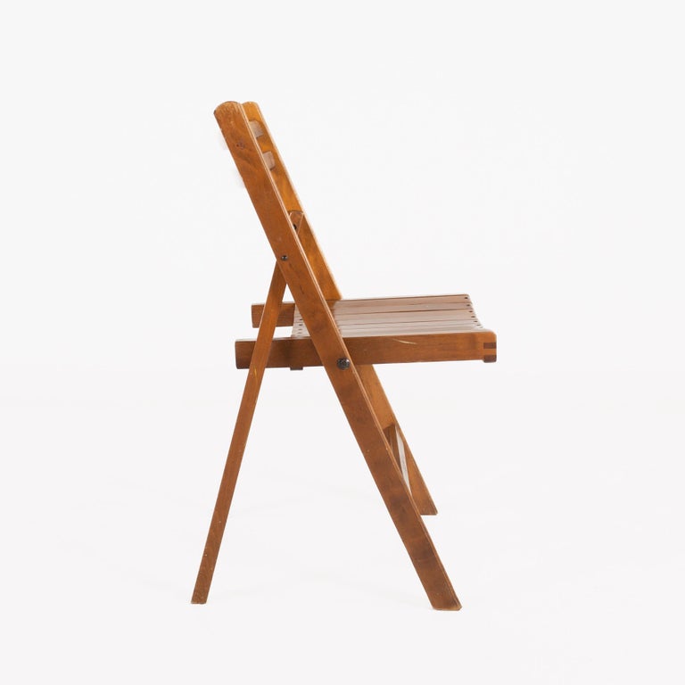 Mid Century Slatted Folding Dining Chairs, Set of 4 For Sale at 1stDibs