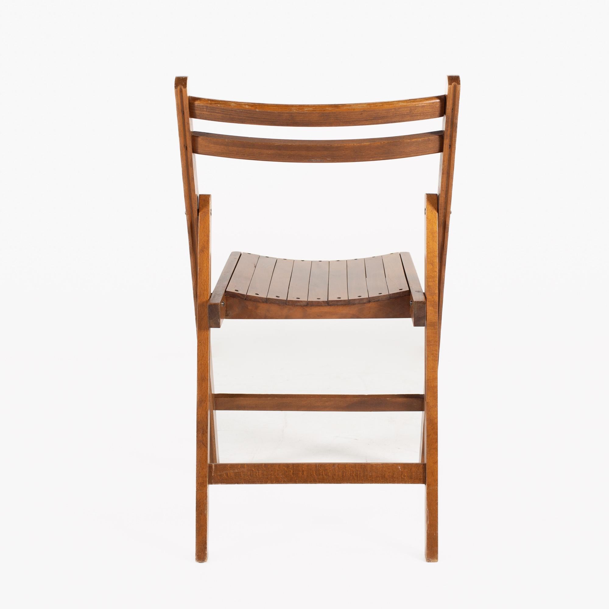 Late 20th Century Mid Century Slatted Folding Dining Chairs, Set of 4 For Sale