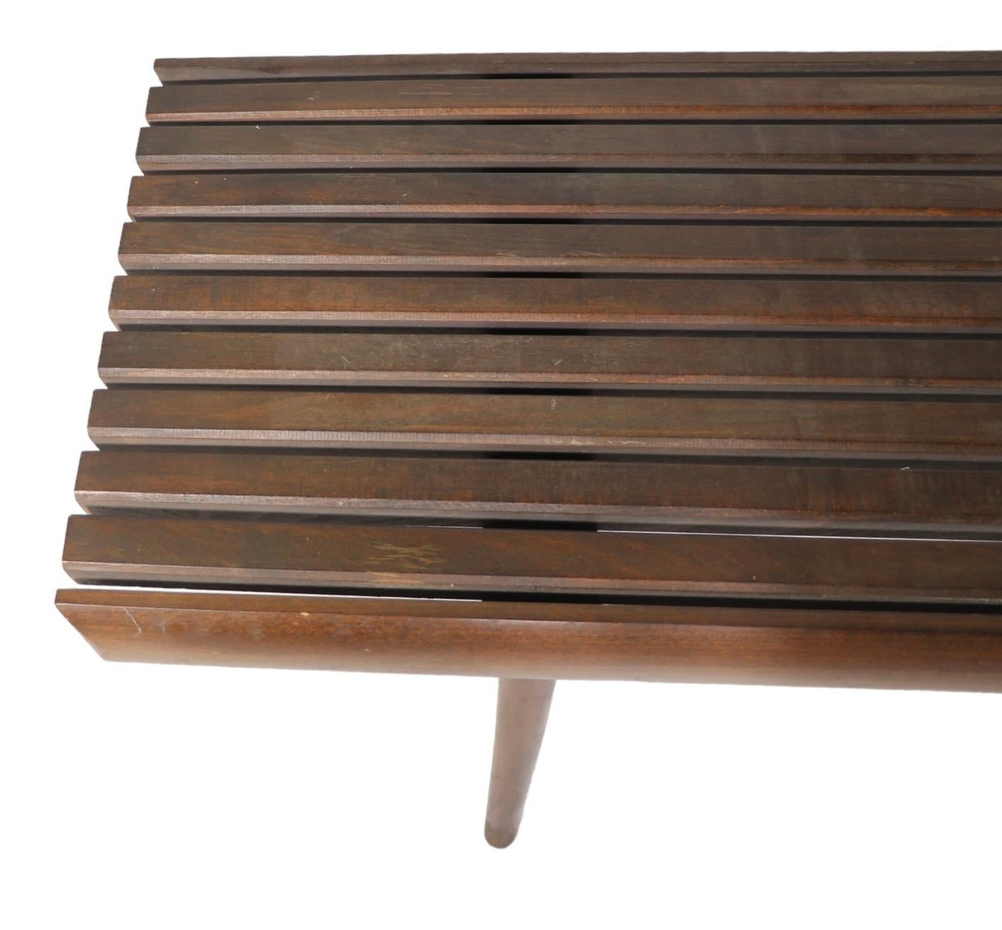 Mid Century Slatted Top Bench Style Coffee Table after Nelson c 1950/1960's For Sale 9