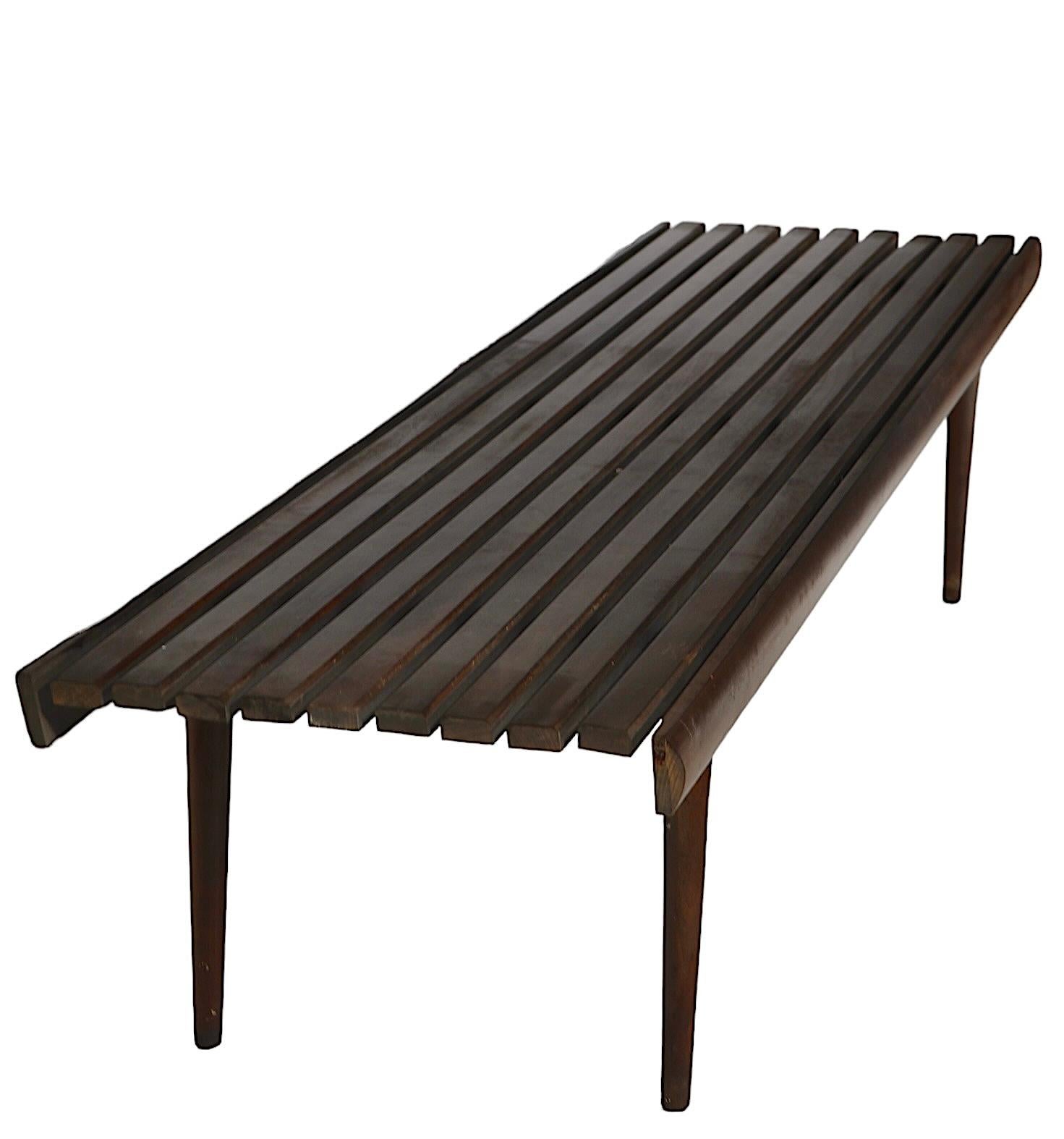 Czech Mid Century Slatted Top Bench Style Coffee Table after Nelson c 1950/1960's For Sale