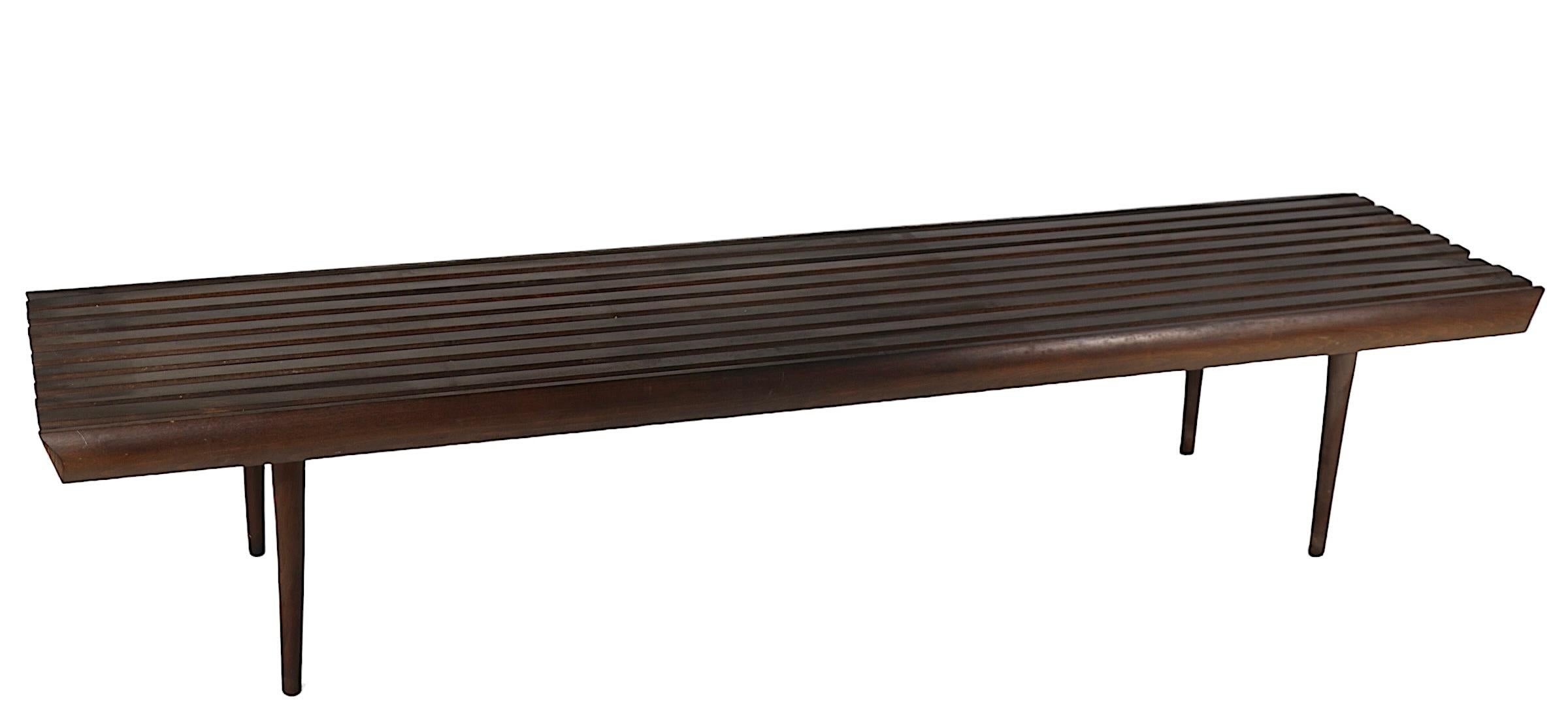 Mid Century Slatted Top Bench Style Coffee Table after Nelson c 1950/1960's In Good Condition For Sale In New York, NY