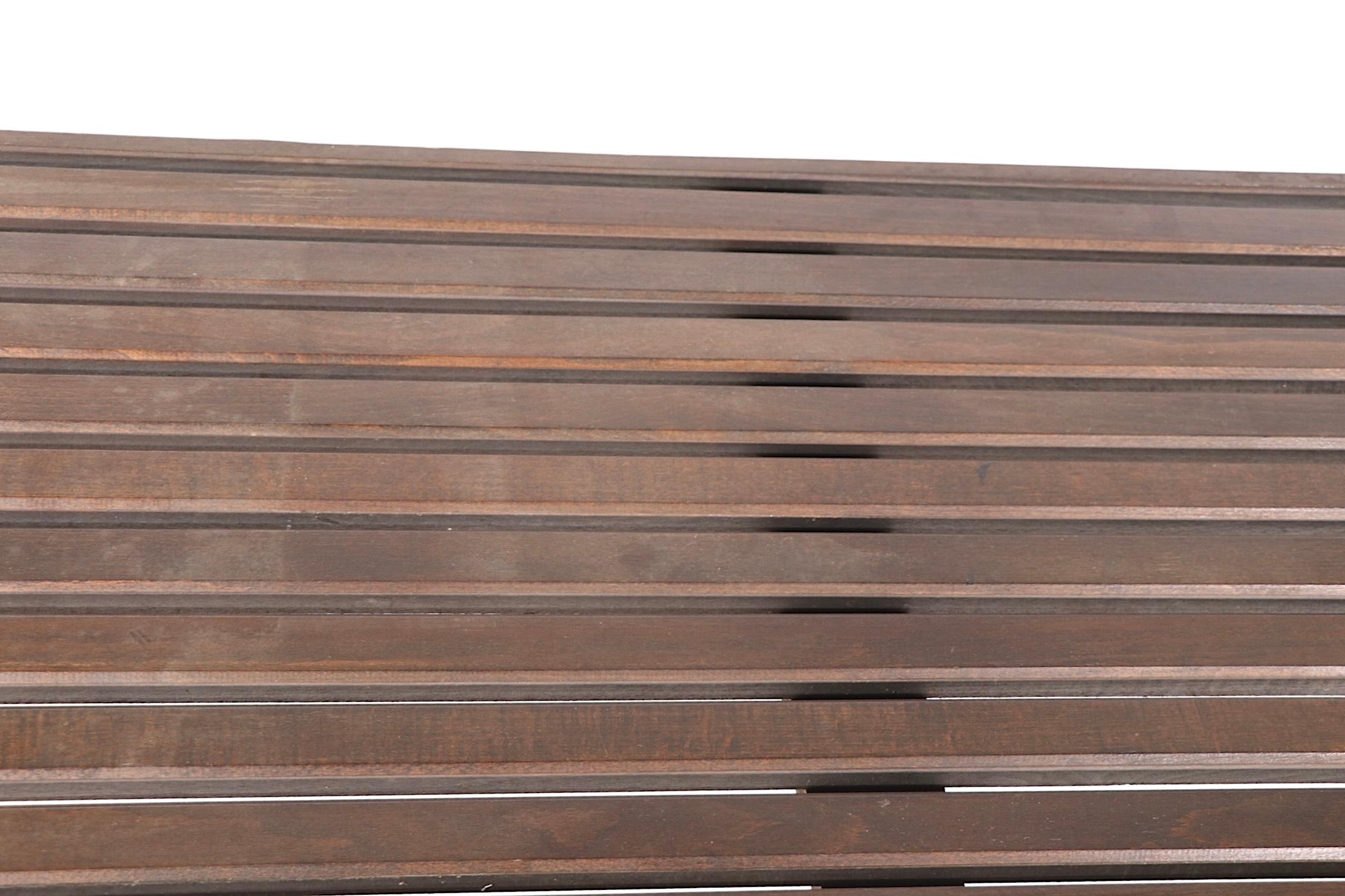 Wood Mid Century Slatted Top Bench Style Coffee Table after Nelson c 1950/1960's For Sale