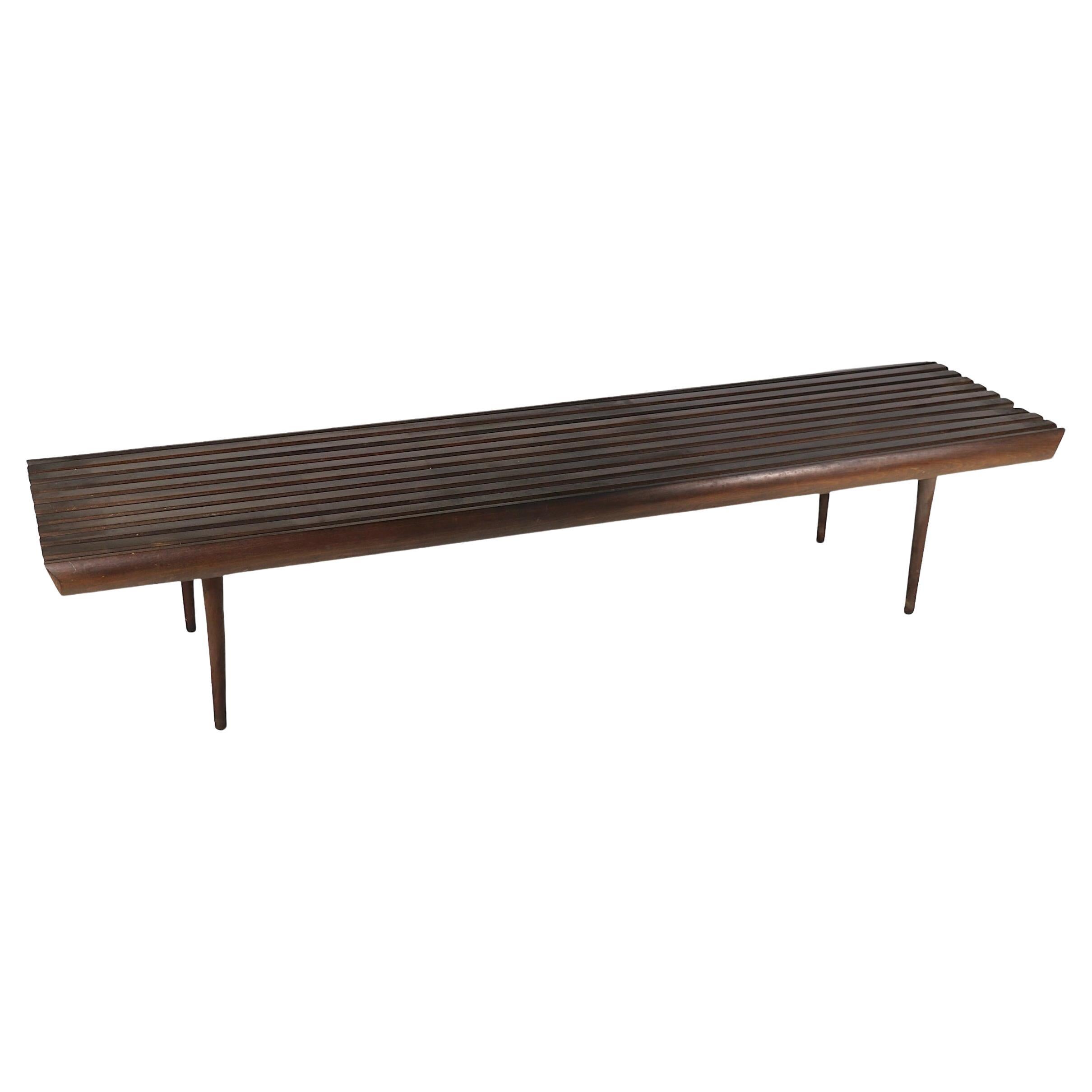 Mid Century Slatted Top Bench Style Coffee Table after Nelson c 1950/1960's For Sale