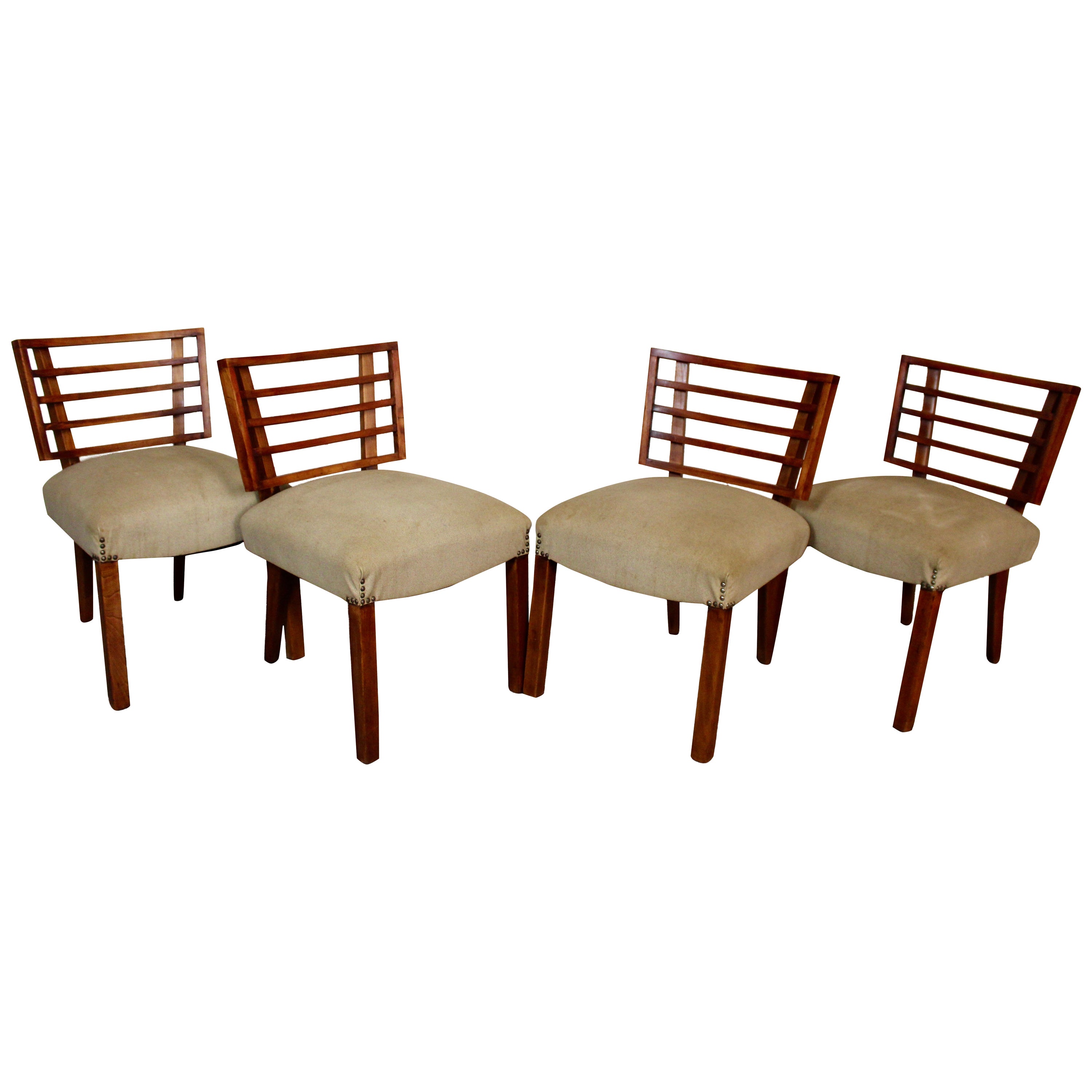 Mid-Century Slatted Walnut Side Chairs by Paul Laszlo For Sale
