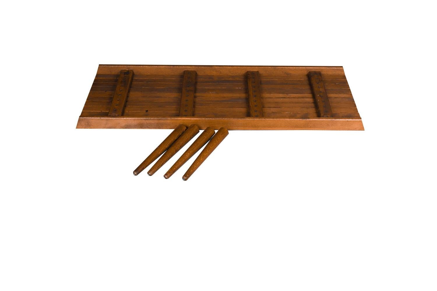 Mid Century Slatted Wood Bench Coffee Table George Nelson Style For Sale 1