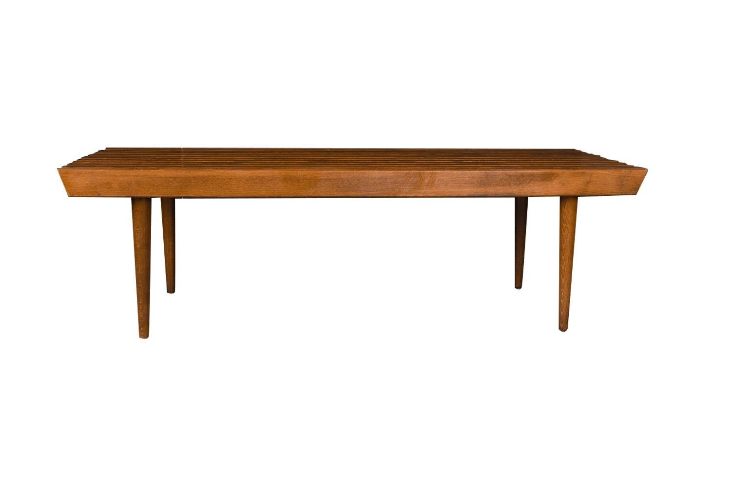 Mid Century Slatted Wood Bench Coffee Table George Nelson Style