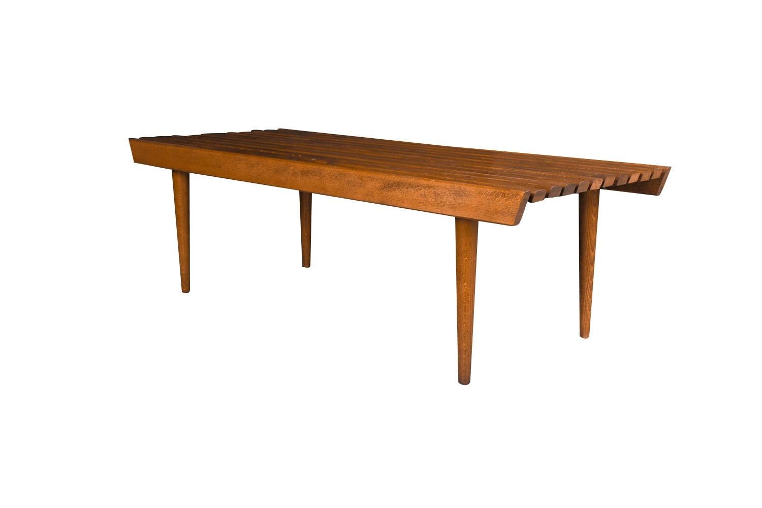 American Mid Century Slatted Wood Bench Coffee Table George Nelson Style For Sale