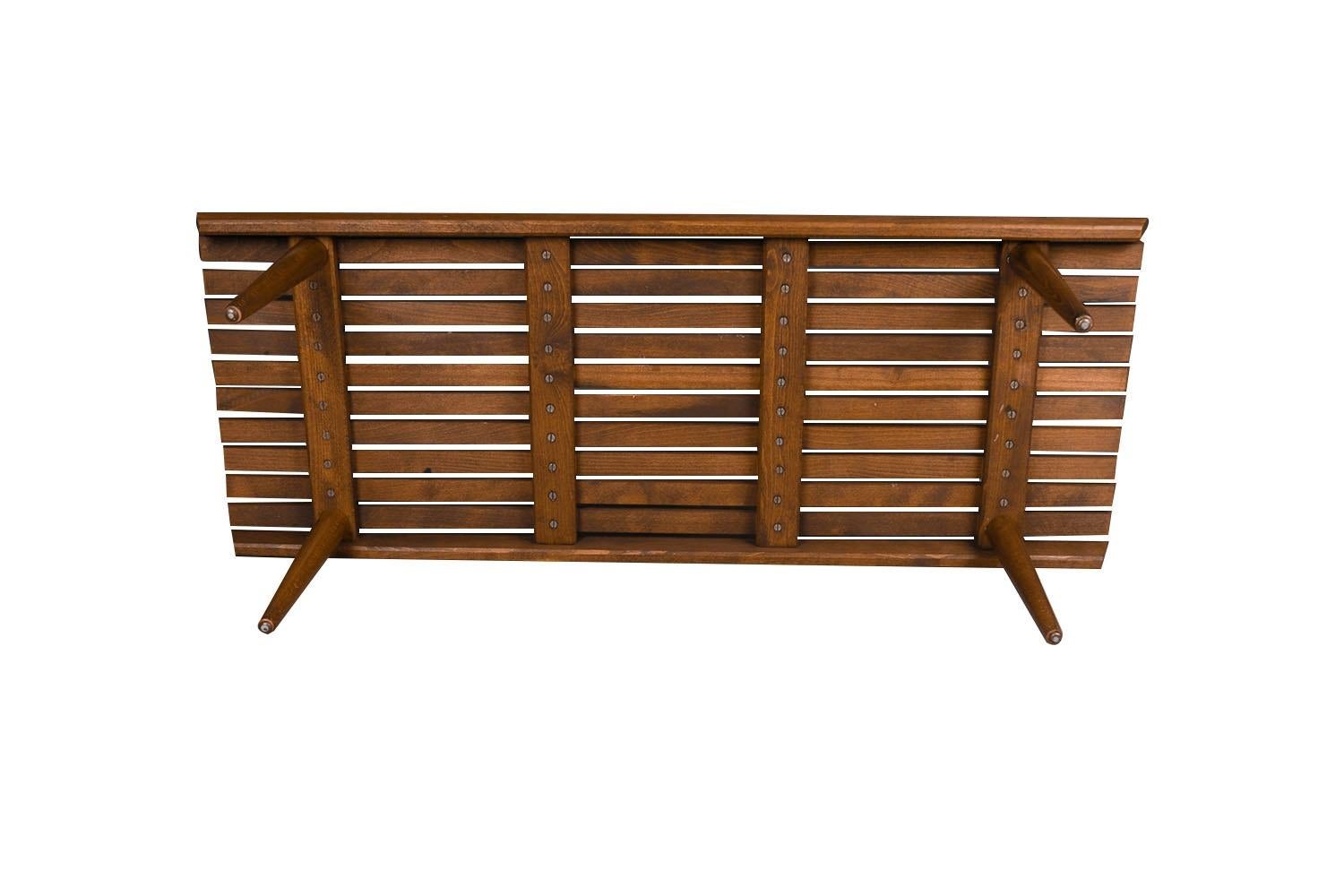 Mid-20th Century Mid Century Slatted Wood Bench Coffee Table George Nelson Style
