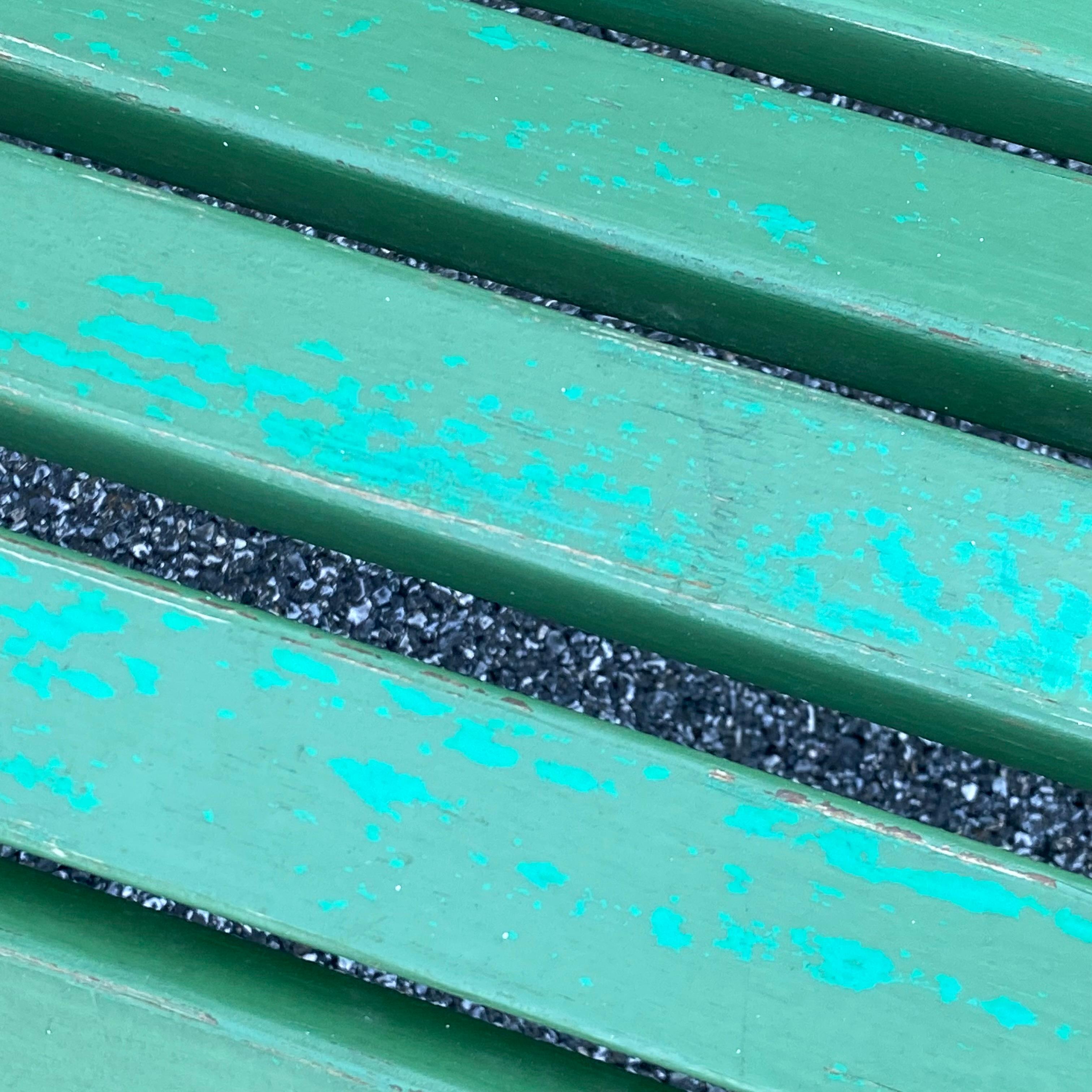 Mid Century Slatted Wood & Iron Park Garden Porch Bench For Sale 6
