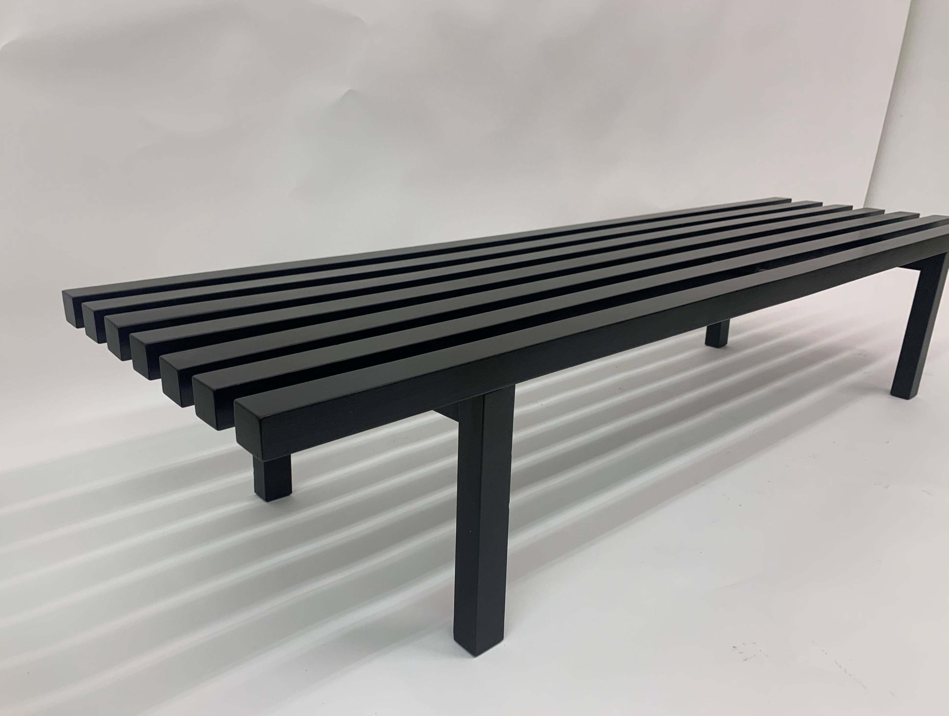 Mid-century slatted wooden bench, 1970’s For Sale 8